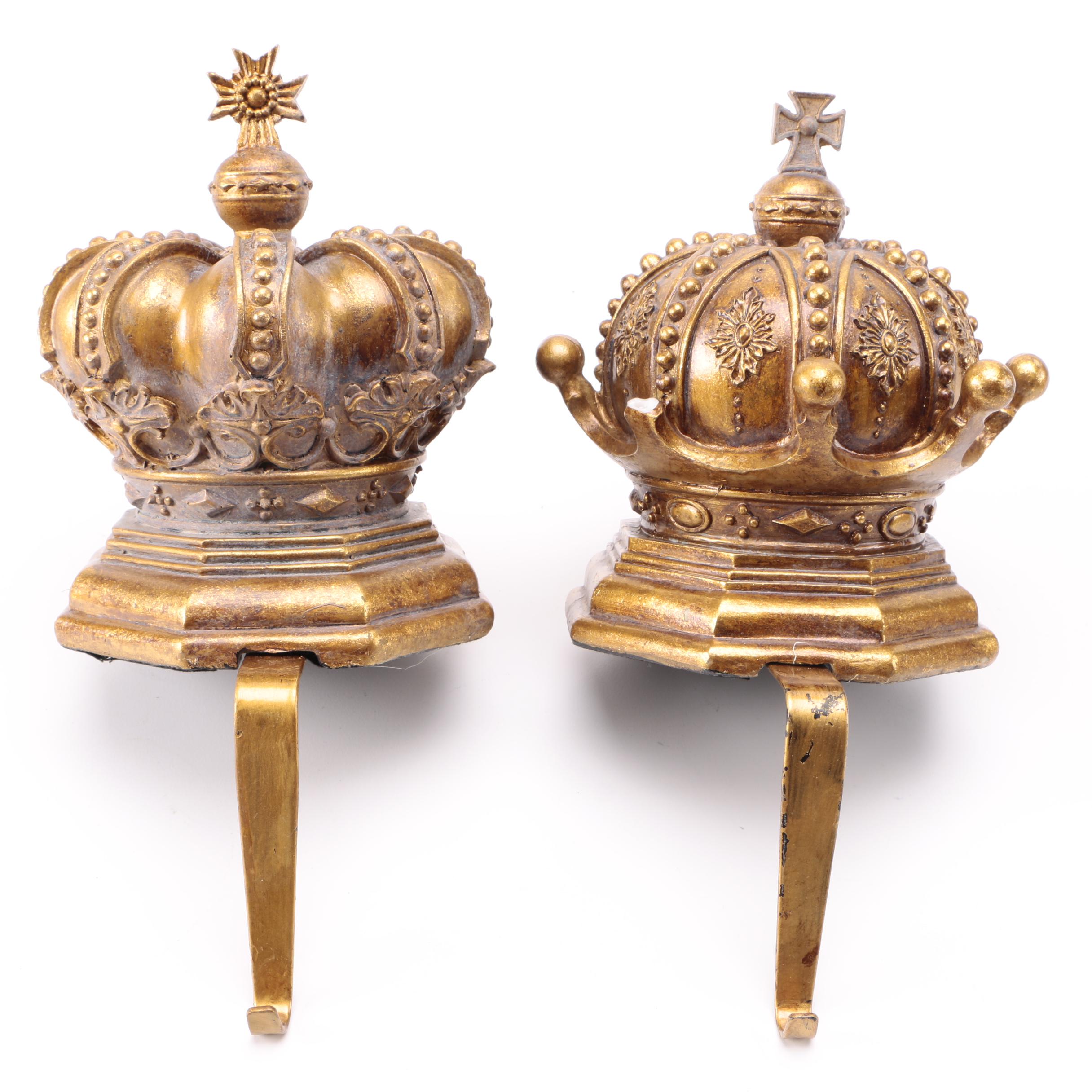 Gold Tone Mantel Christmas Stocking Hangers