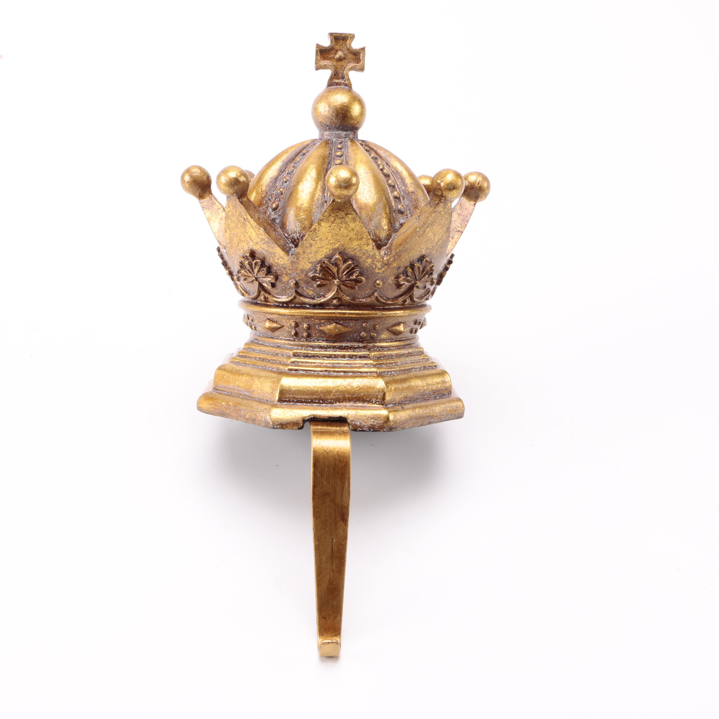 Gold Tone Mantel Christmas Stocking Hangers