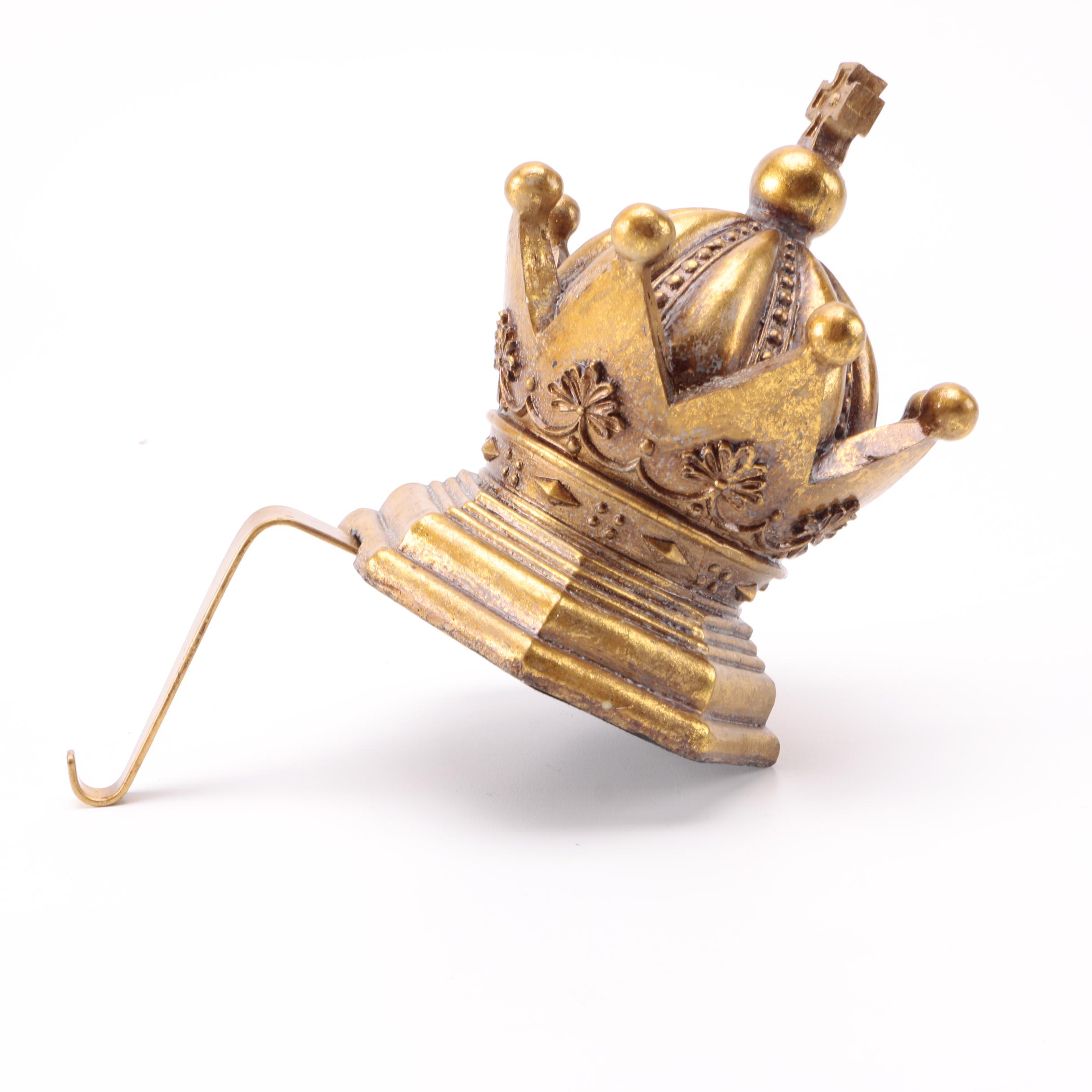 Gold Tone Mantel Christmas Stocking Hangers