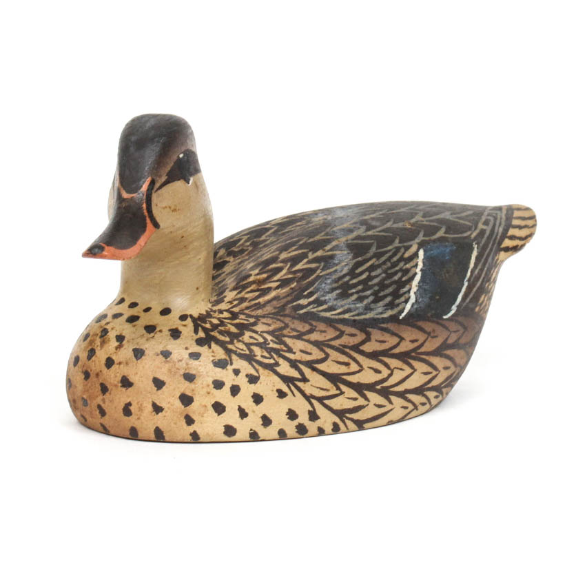 Hand-Carved and Painted Mallard Hen Duck Decoy