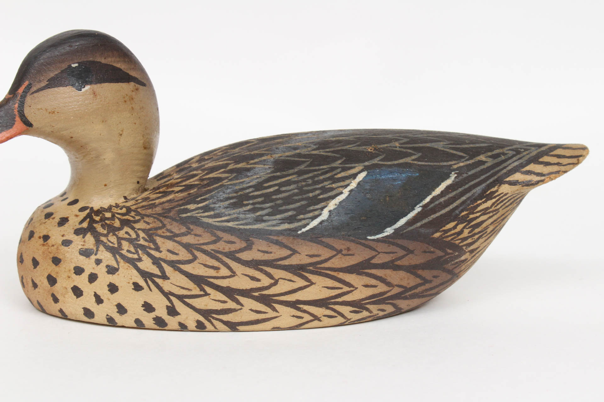 Hand-Carved and Painted Mallard Hen Duck Decoy