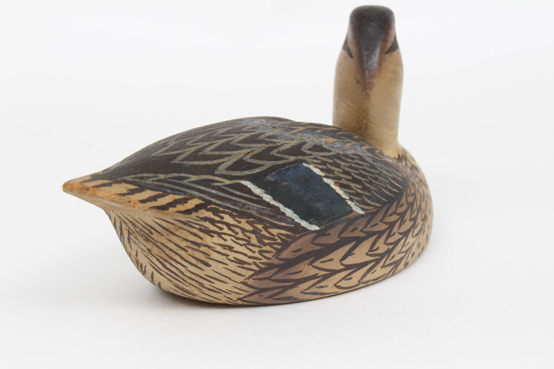 Hand-Carved and Painted Mallard Hen Duck Decoy
