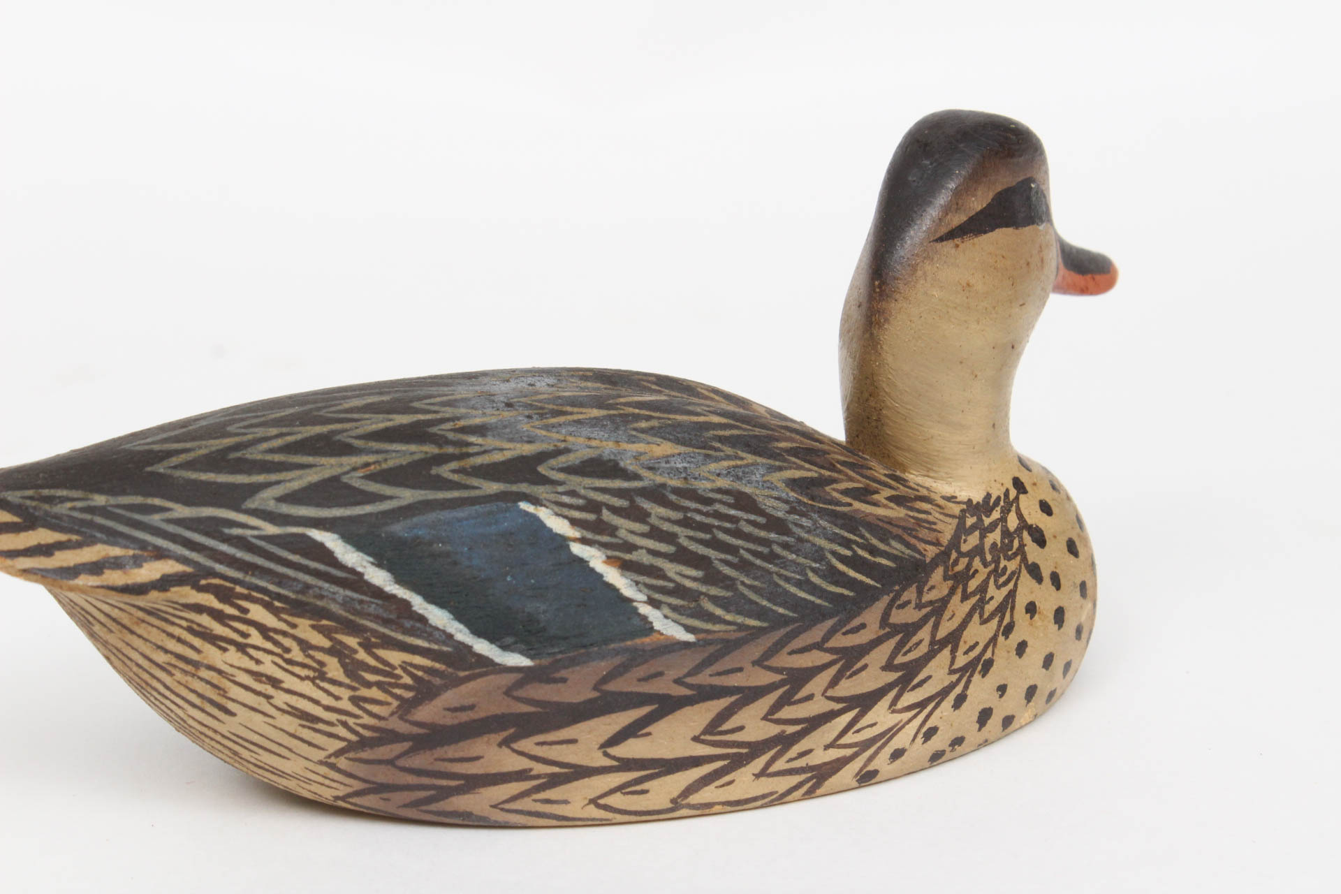 Hand-Carved and Painted Mallard Hen Duck Decoy