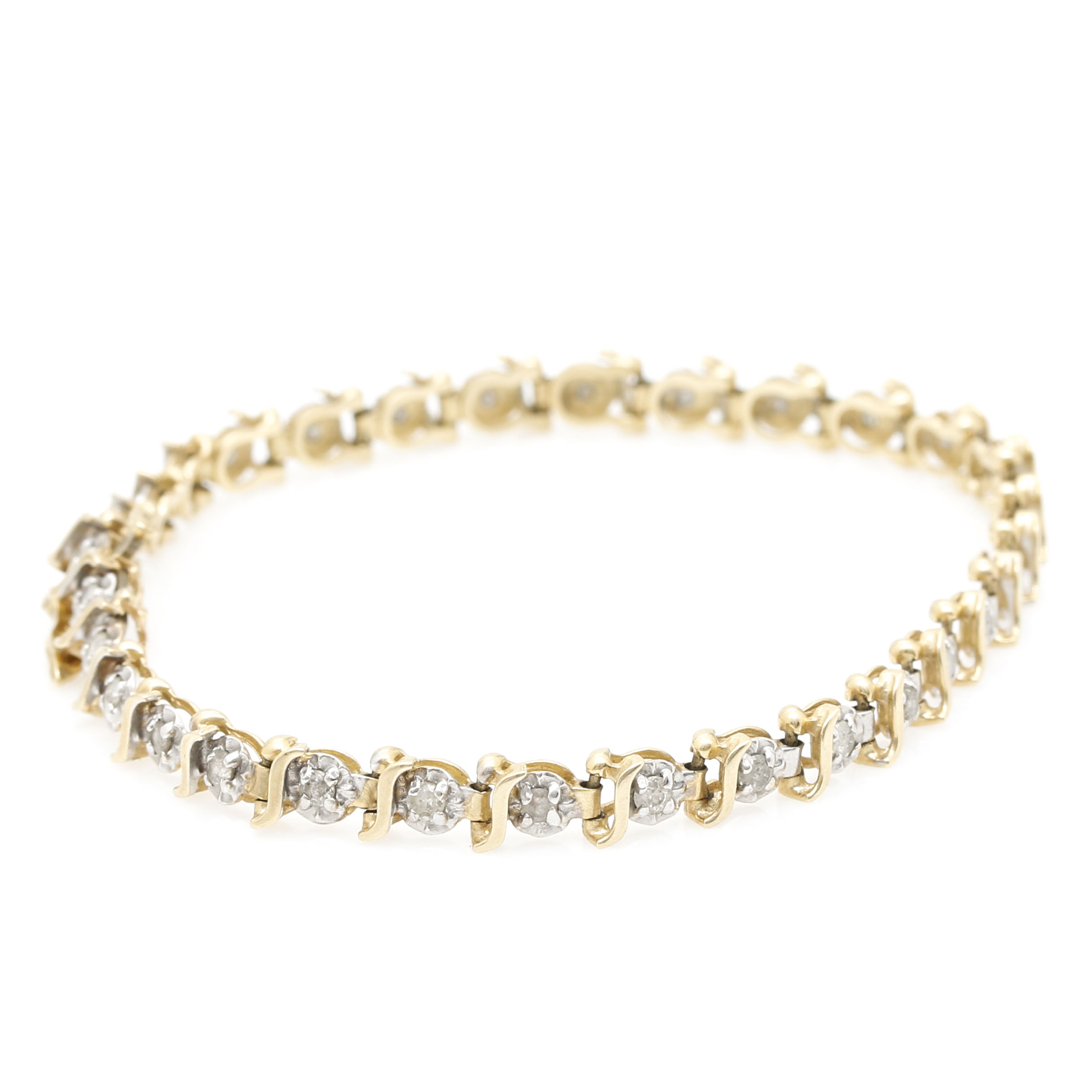 14K Yellow Gold 0.93 CTW Diamond Tennis Bracelet
