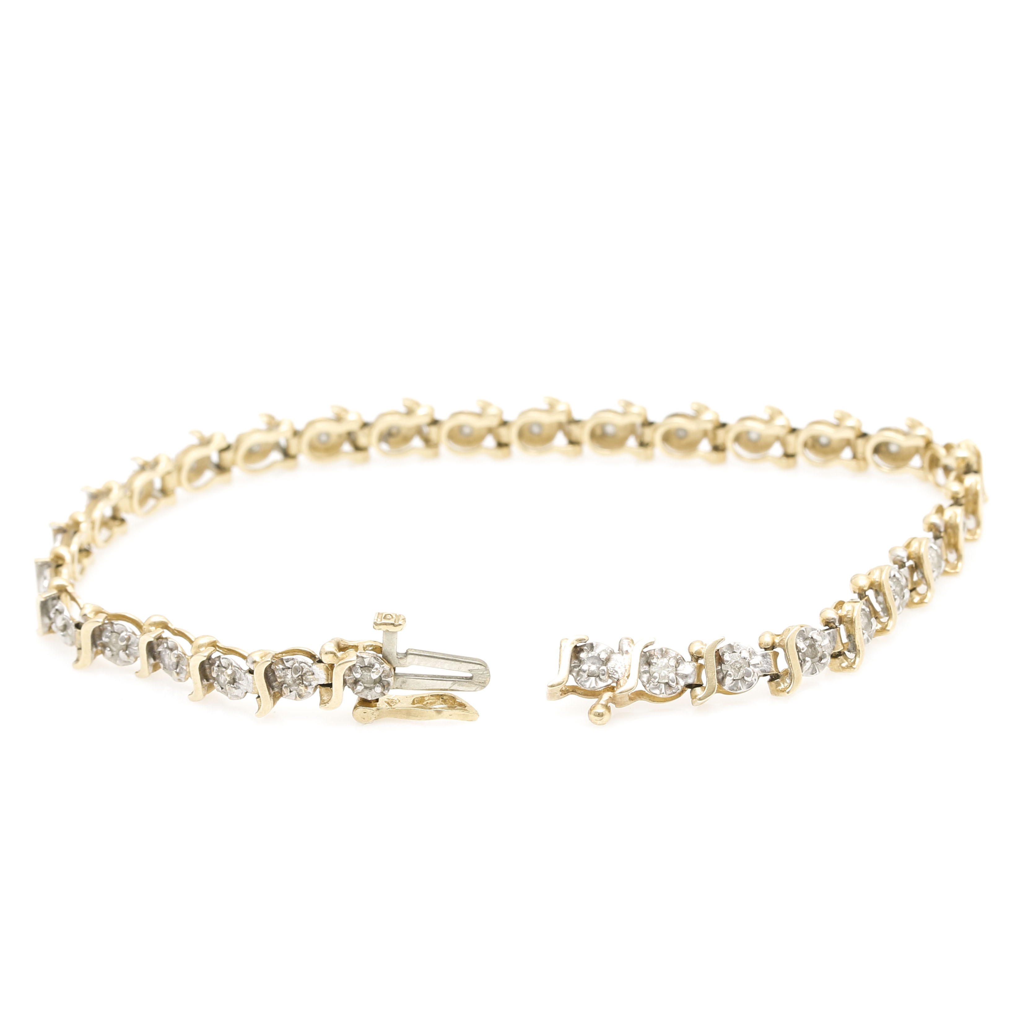 14K Yellow Gold 0.93 CTW Diamond Tennis Bracelet