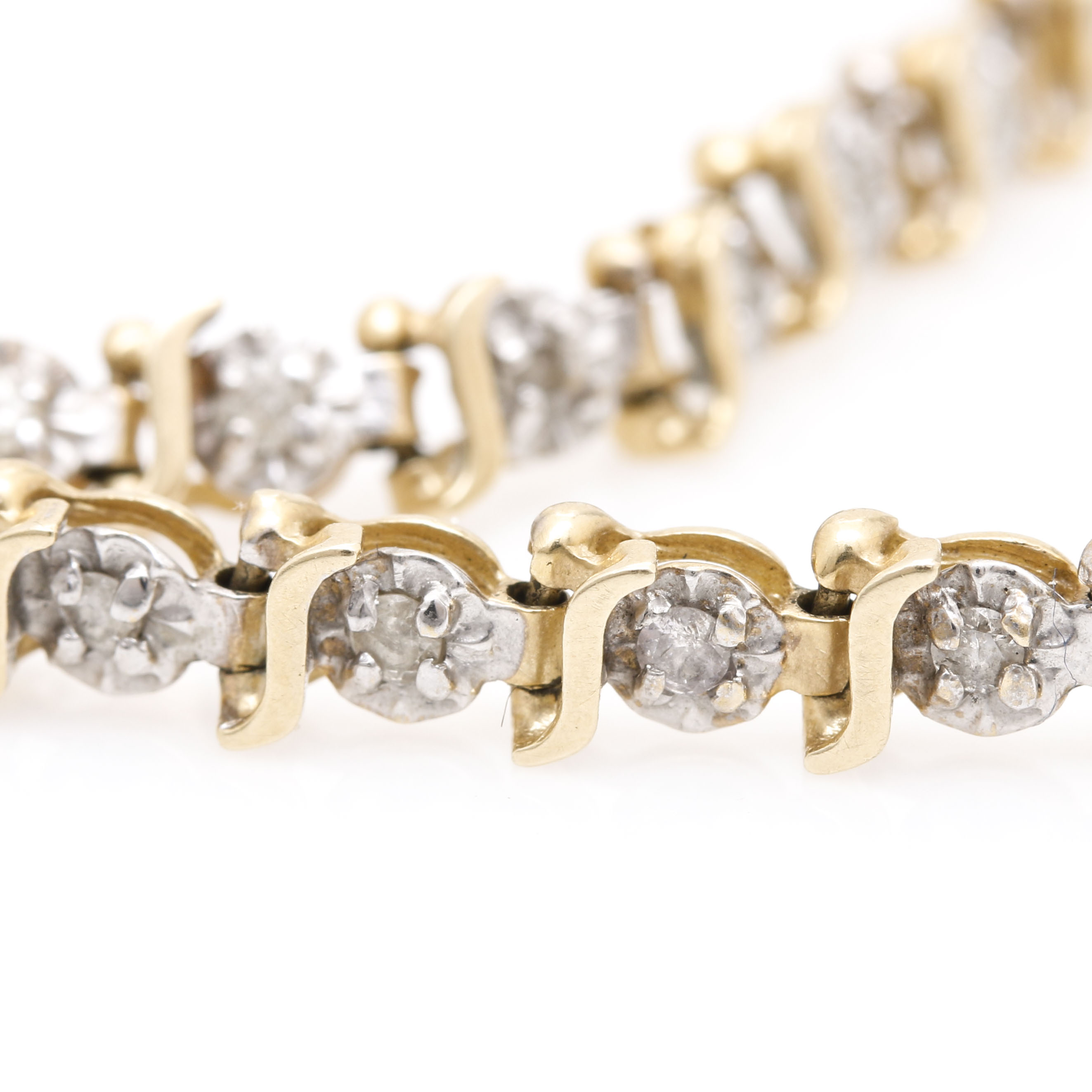 14K Yellow Gold 0.93 CTW Diamond Tennis Bracelet