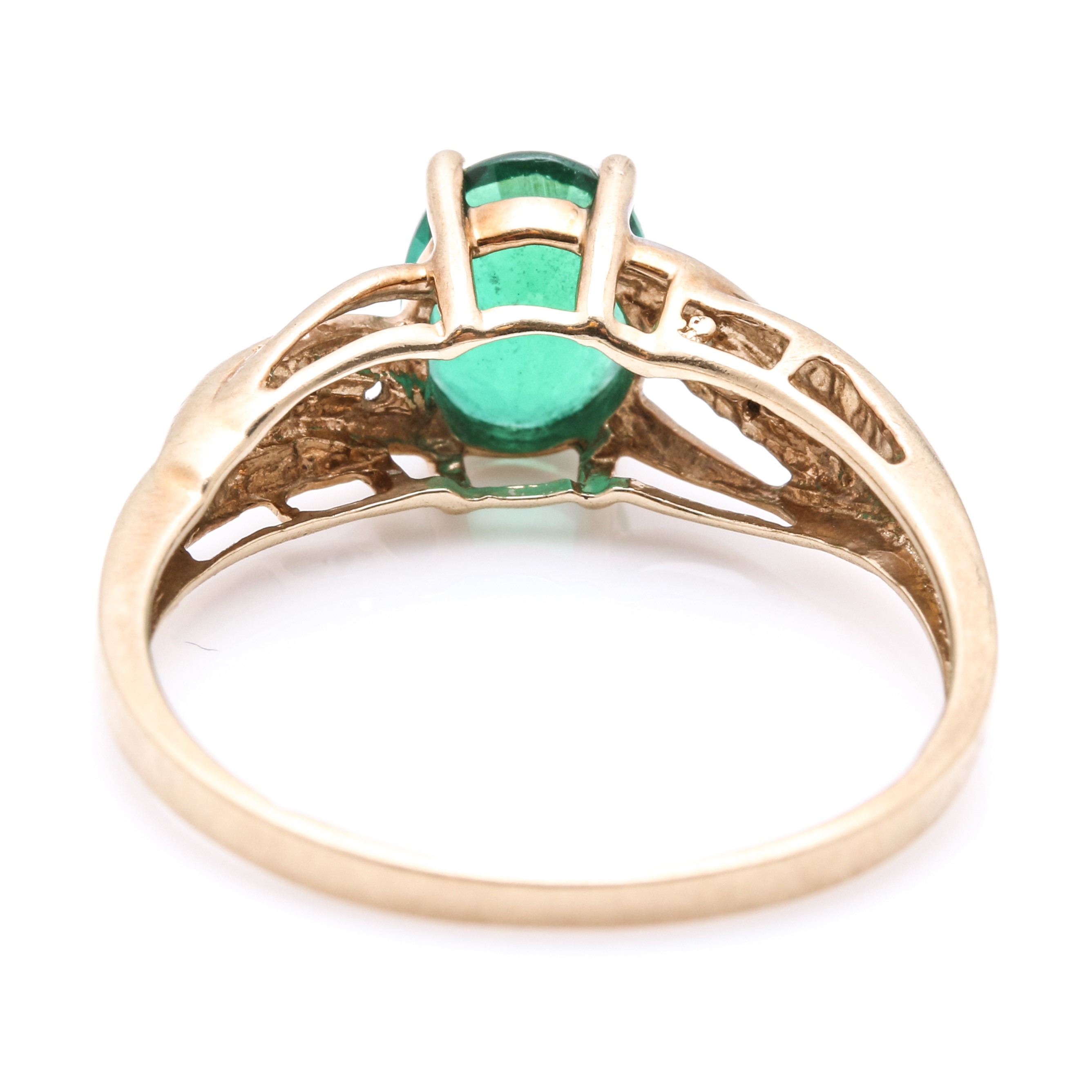 10K Yellow Gold Emerald and Diamond Ring