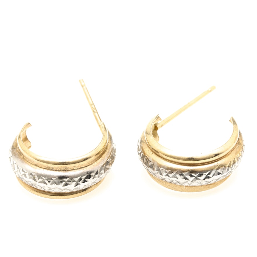 10K Two Tone Gold Hoop Earrings