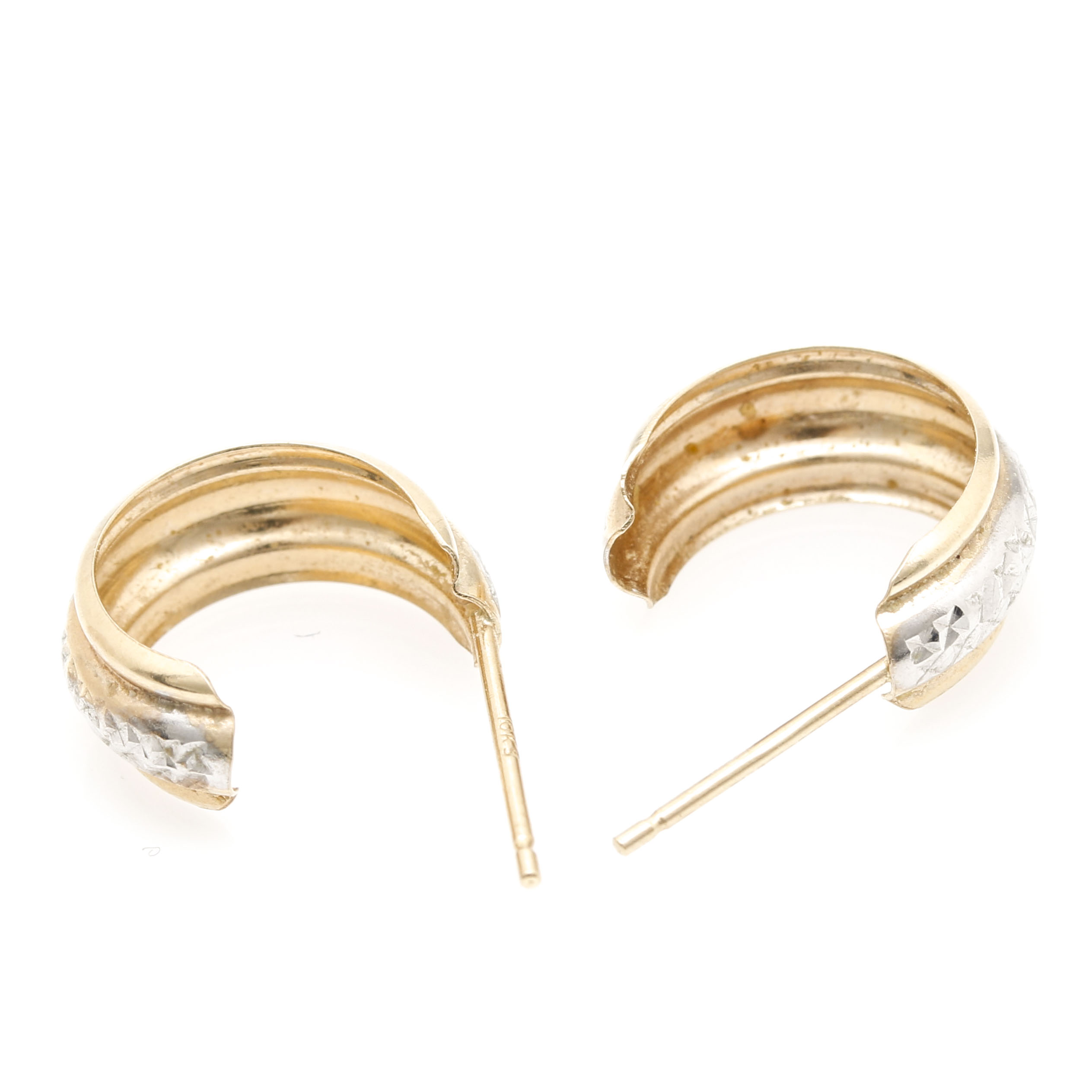 10K Two Tone Gold Hoop Earrings