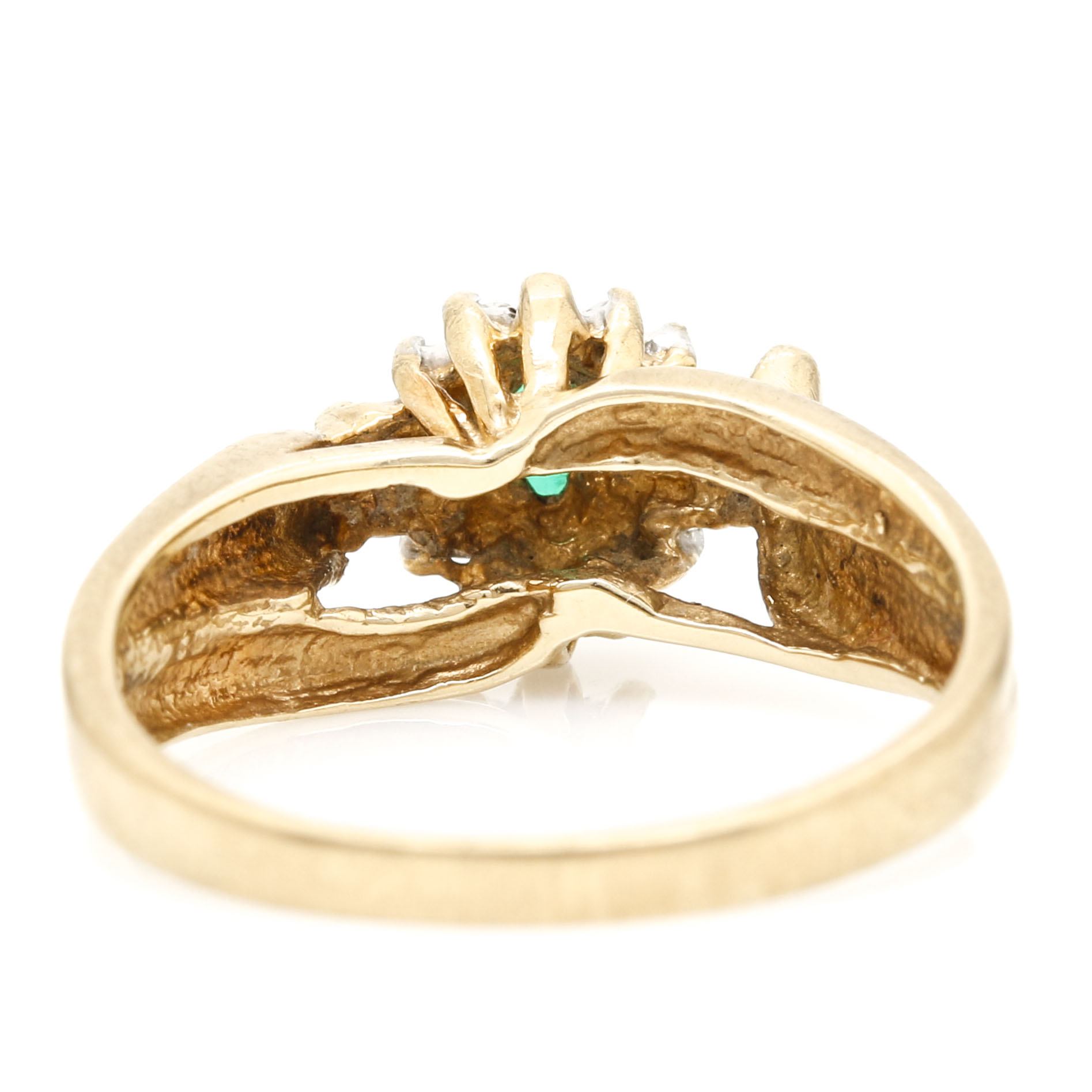 10K Yellow Gold Emerald and Diamond Ring