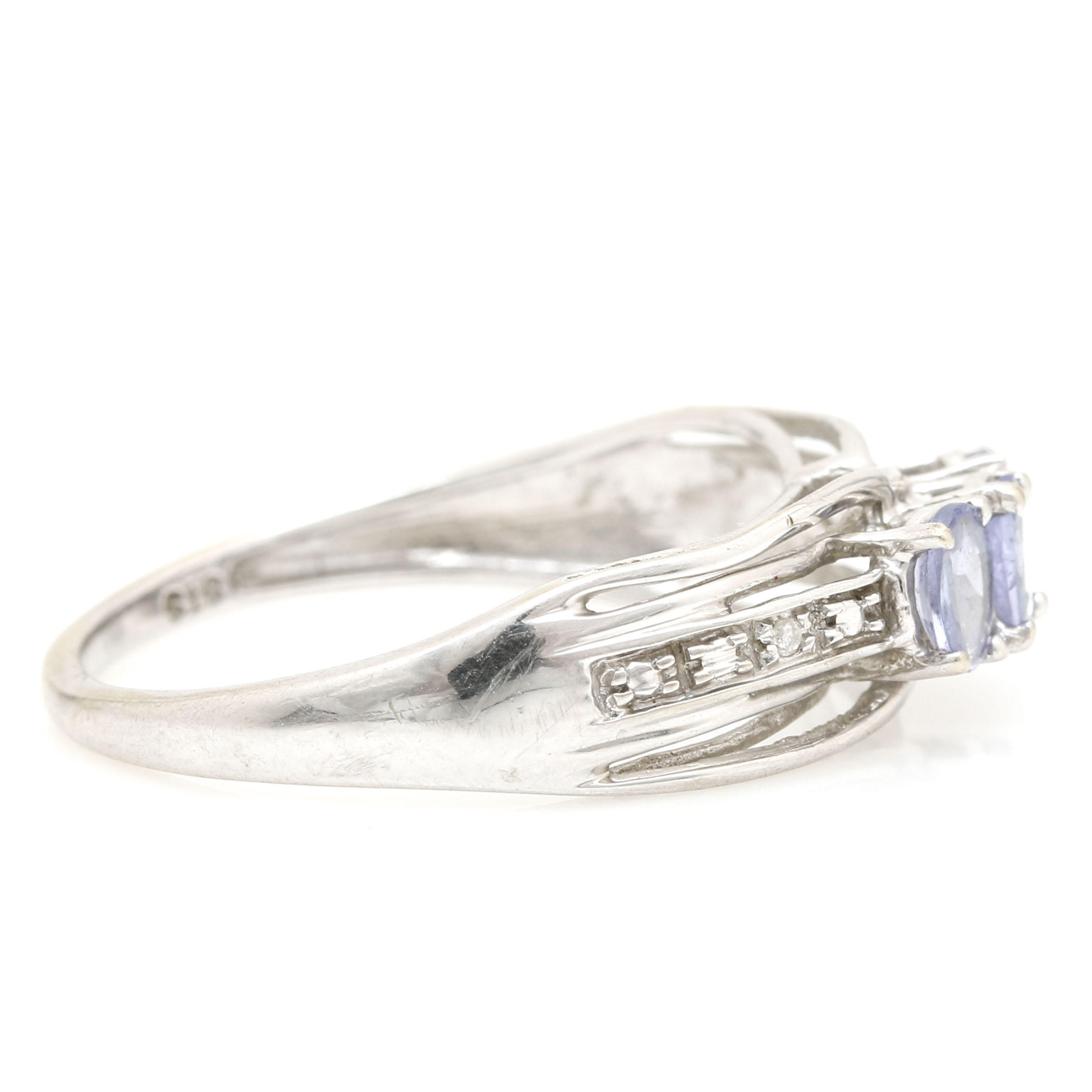 10K White Gold Tanzanite and Diamond Ring