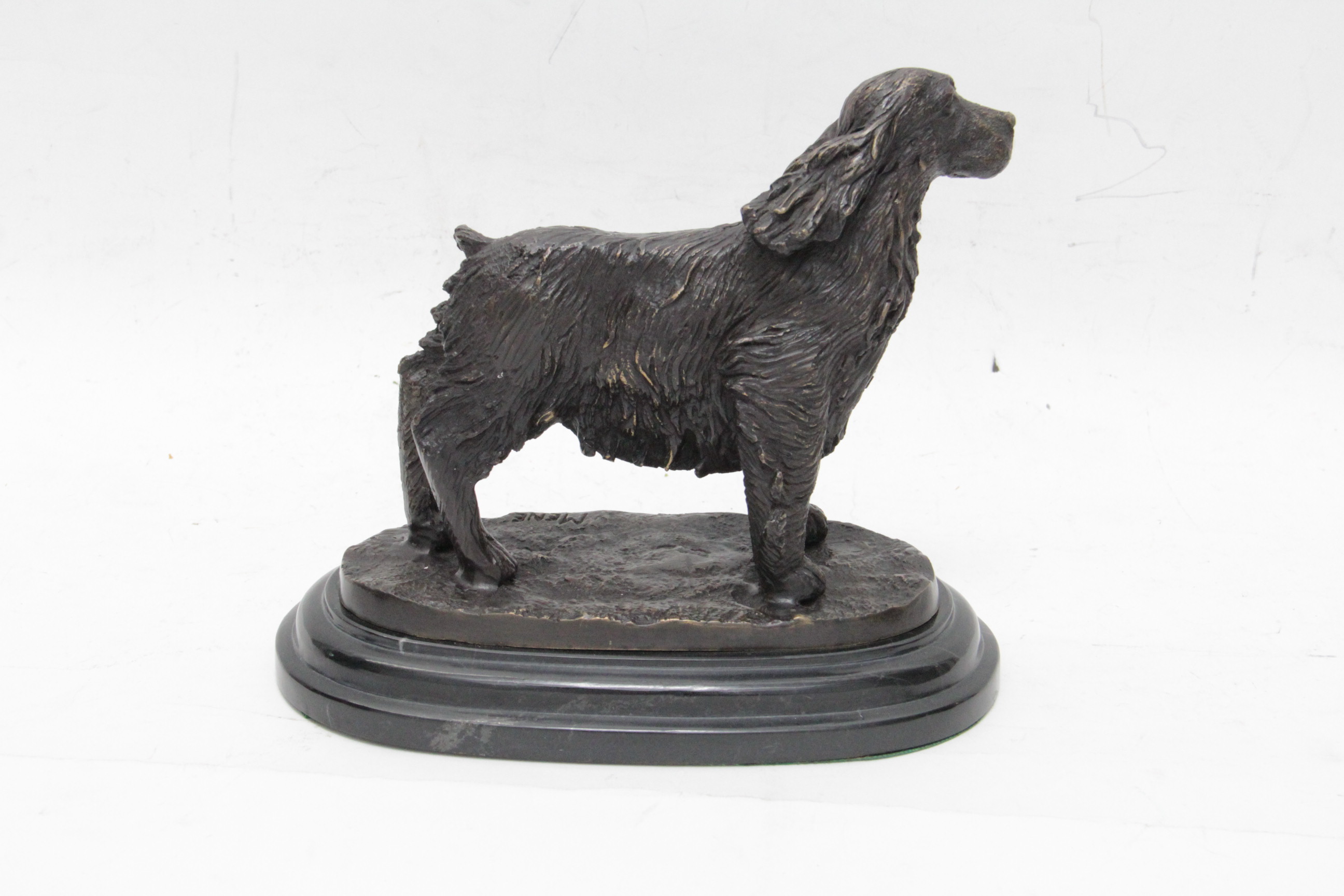 Bronze Tone Spaniel Sculpture After P. J. Mêne