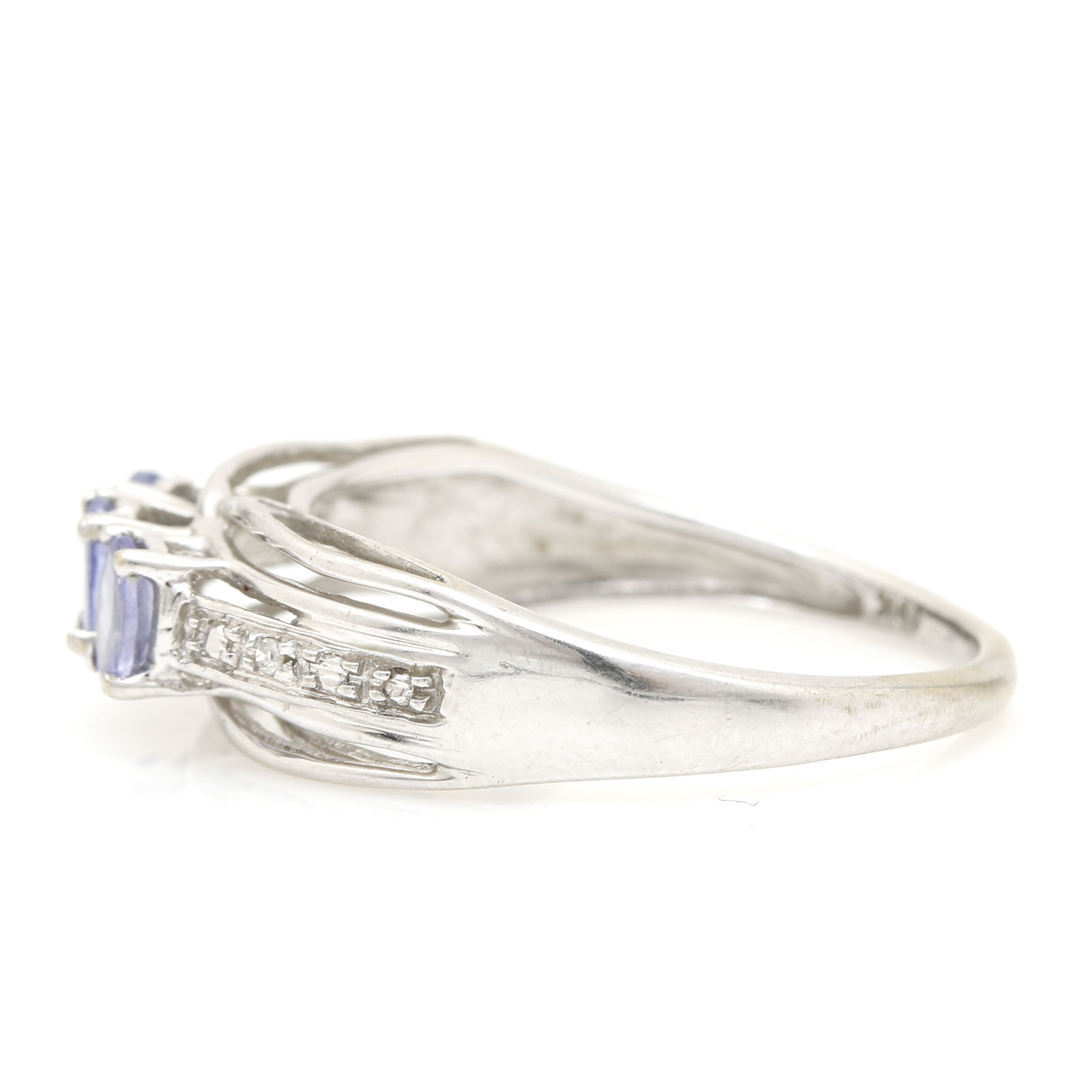 10K White Gold Tanzanite and Diamond Ring