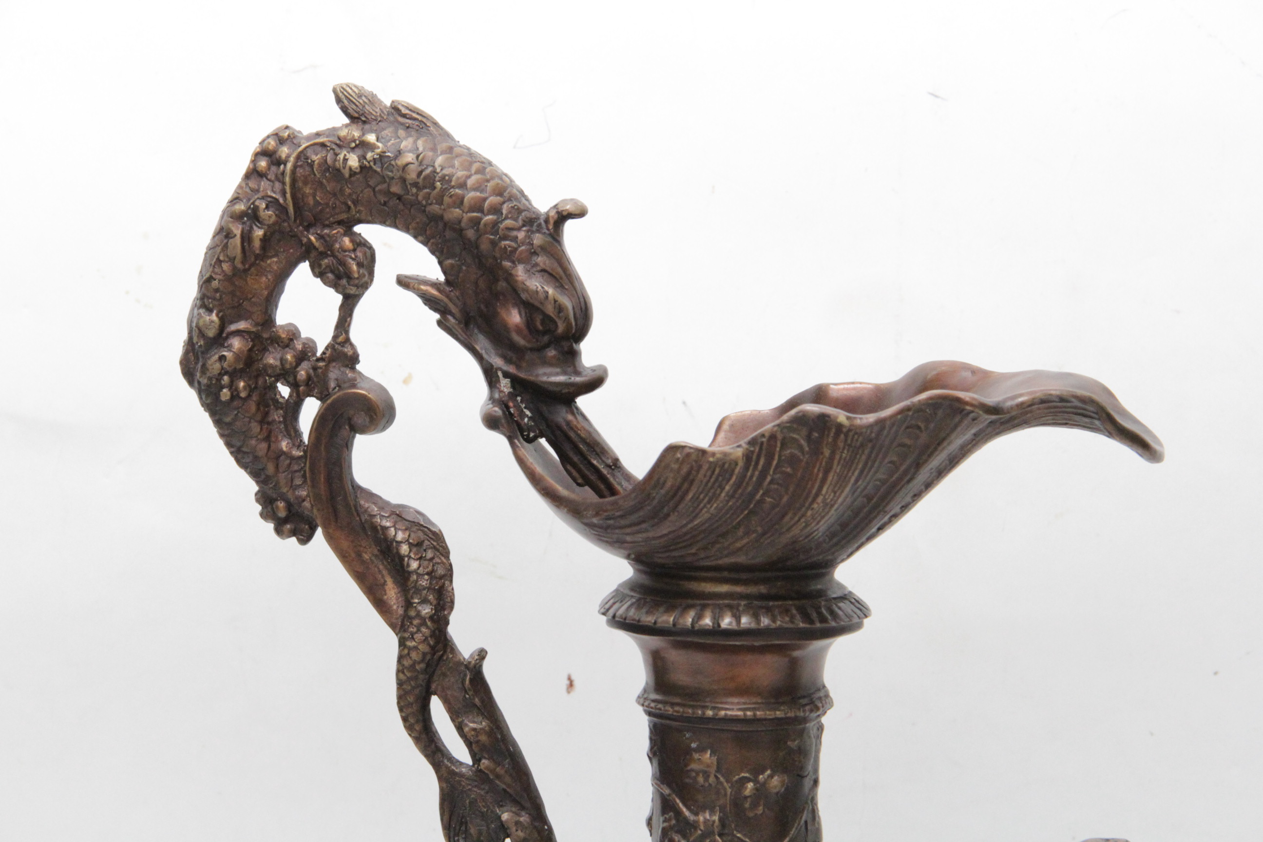 Bronze Tone Ewer With Dolphin Handle