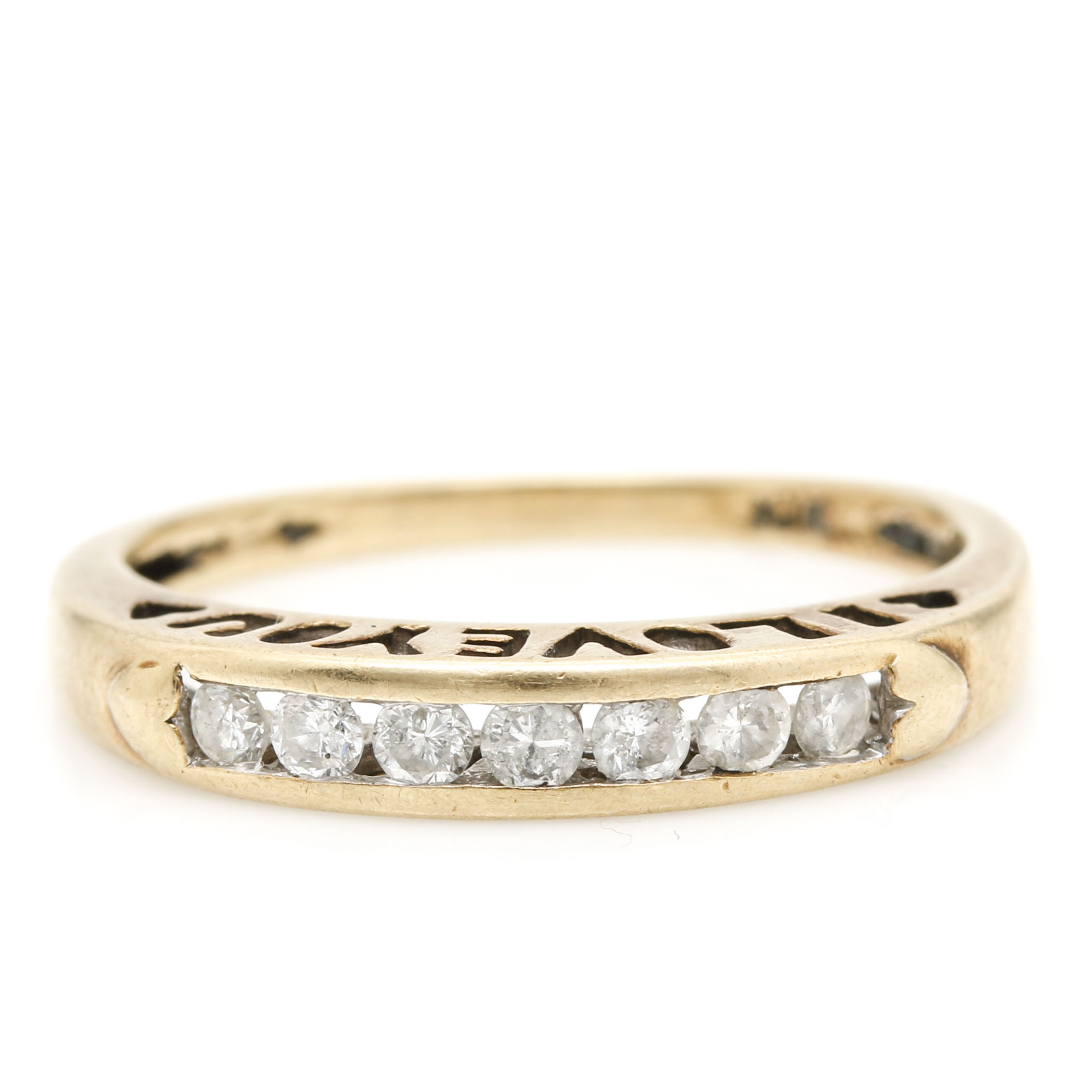 10K Yellow Gold "I Love You" Diamond Band