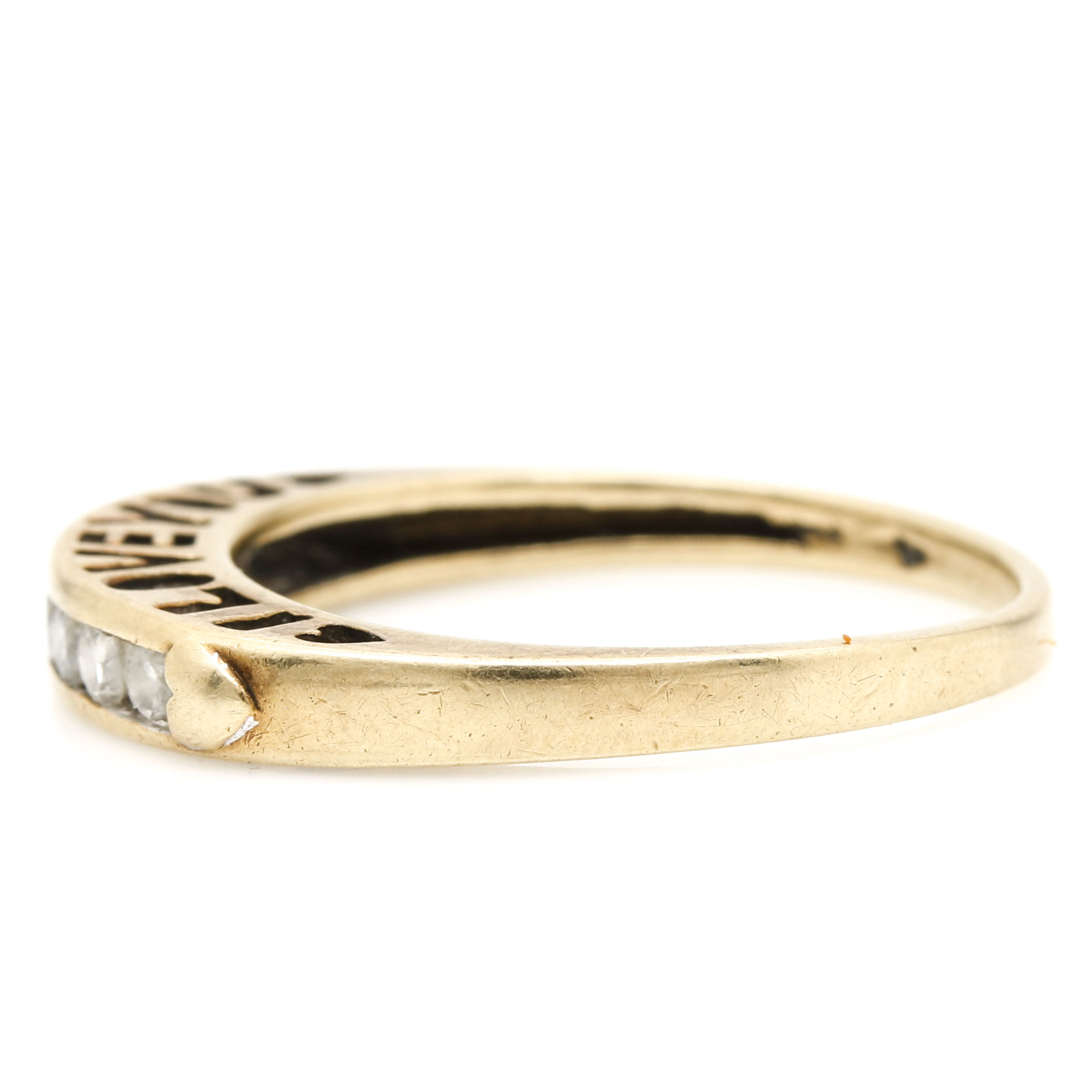 10K Yellow Gold "I Love You" Diamond Band