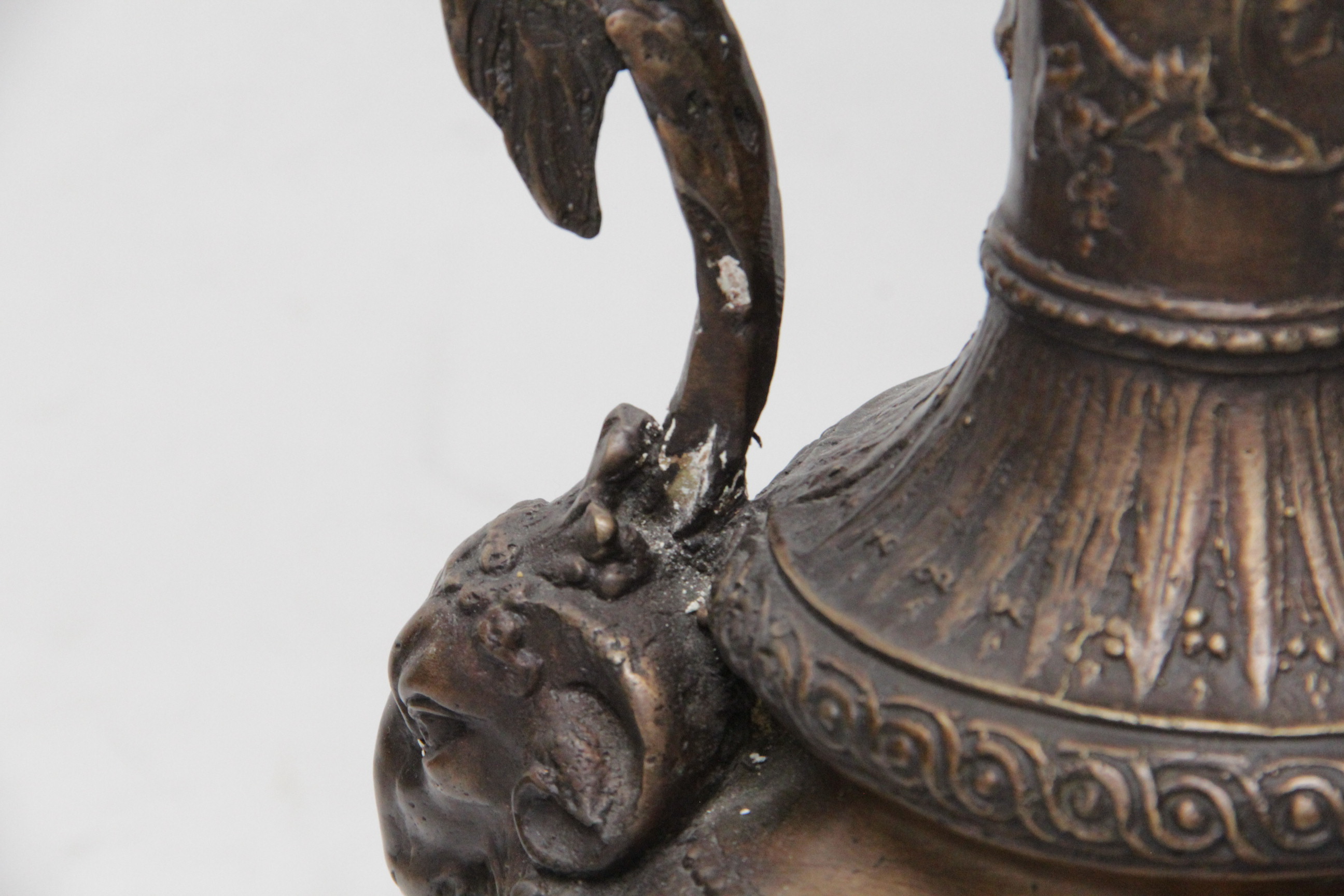 Bronze Tone Ewer With Dolphin Handle