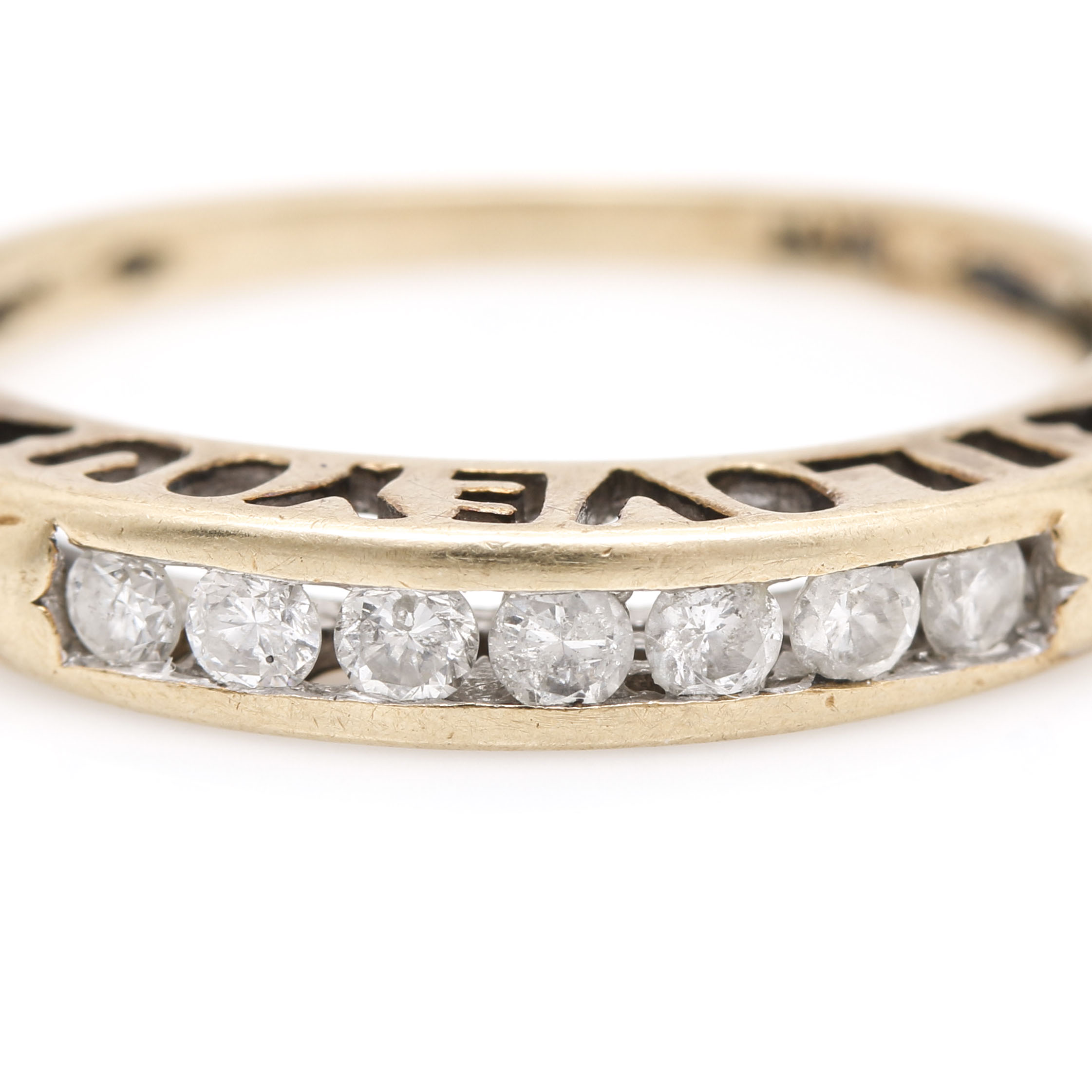 10K Yellow Gold "I Love You" Diamond Band