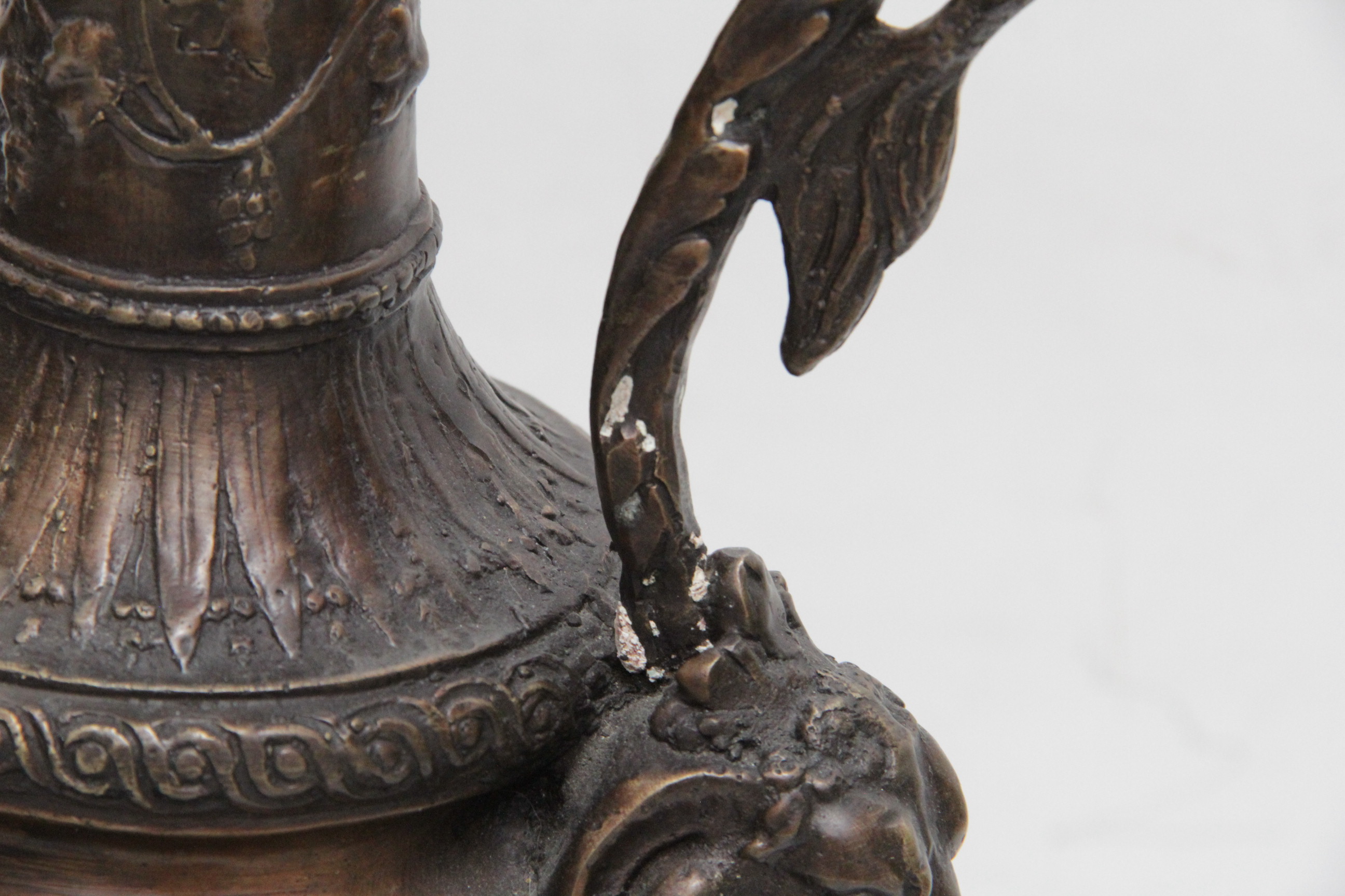 Bronze Tone Ewer With Dolphin Handle