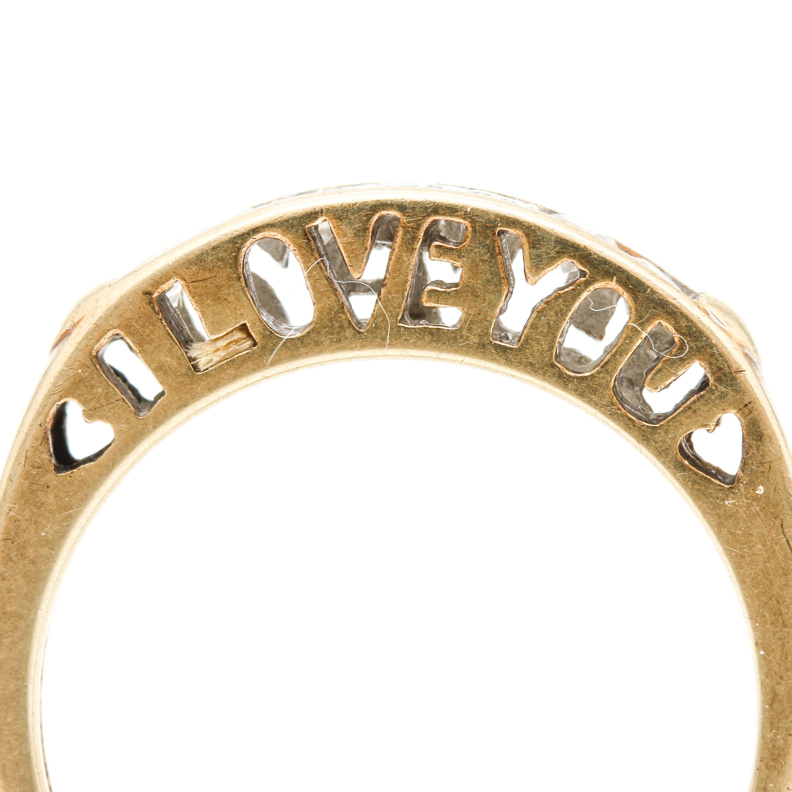 10K Yellow Gold "I Love You" Diamond Band