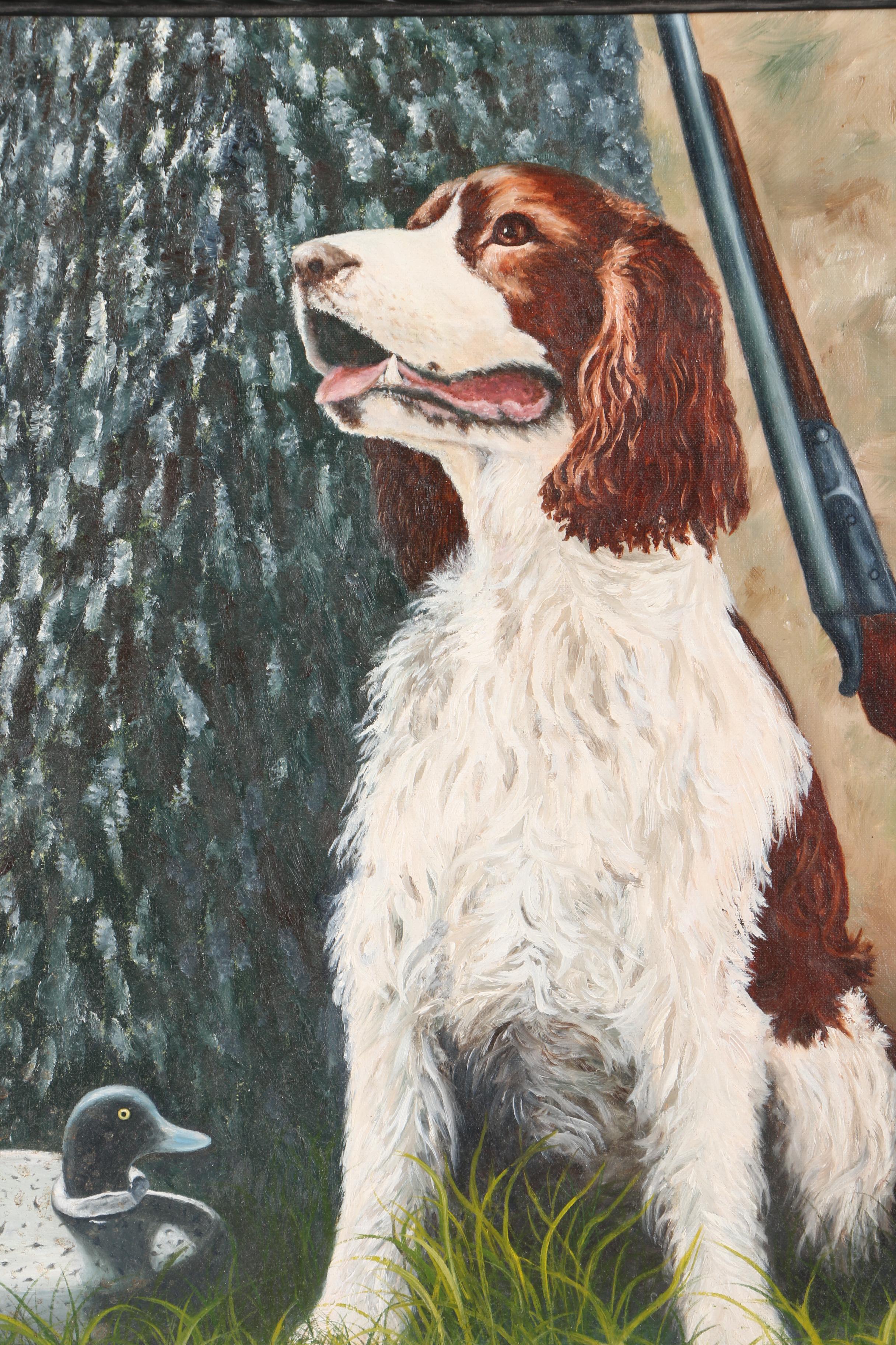 J.P. Young Oil Painting of Hunting Dog
