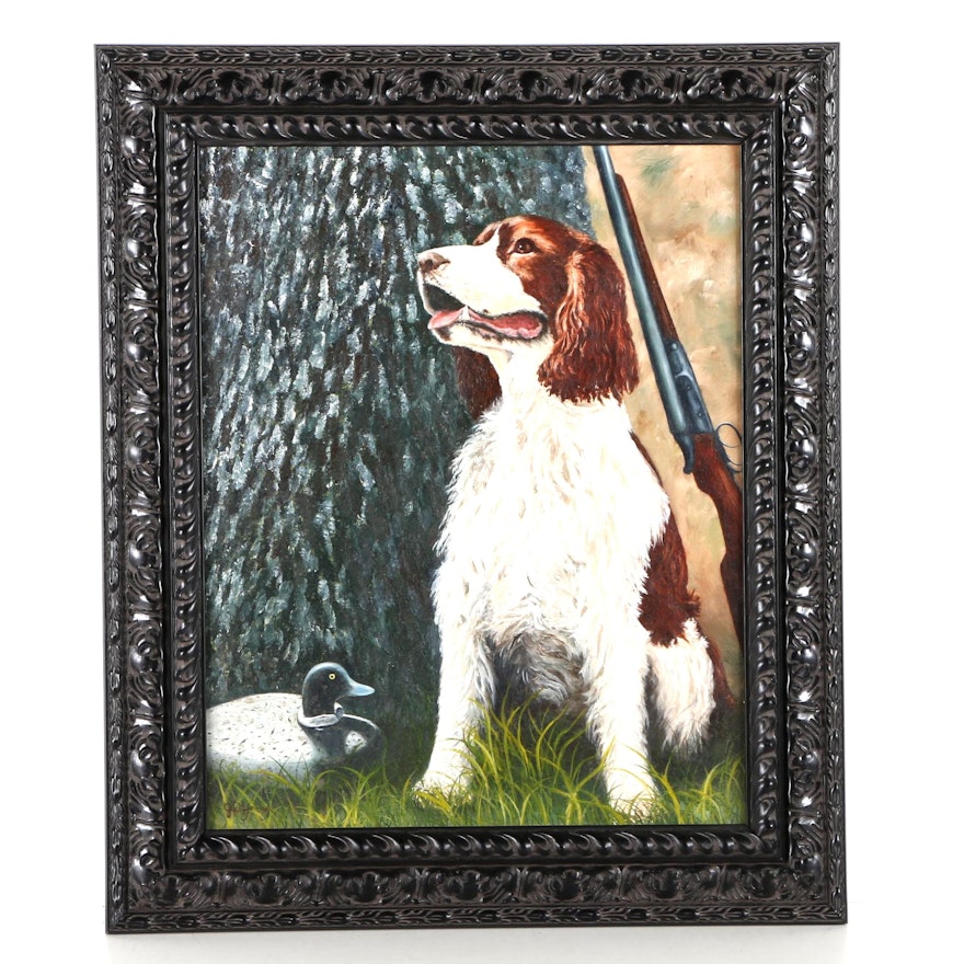 J.P. Young Oil Painting of Hunting Dog