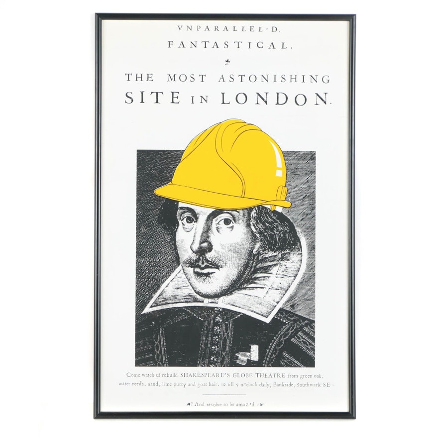 Framed Serigraph Poster for Shakespeare's Globe Theatre Reconstruction