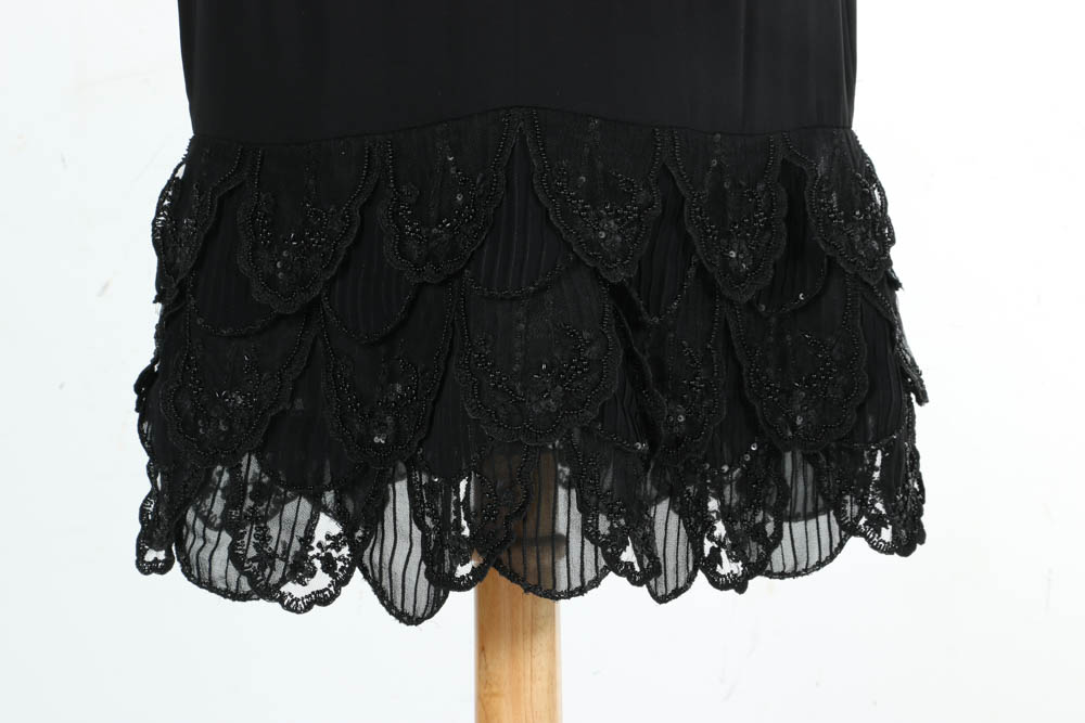 Escada Black Beaded Sleeveless Cocktail Dress