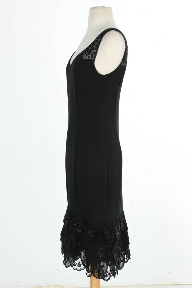 Escada Black Beaded Sleeveless Cocktail Dress