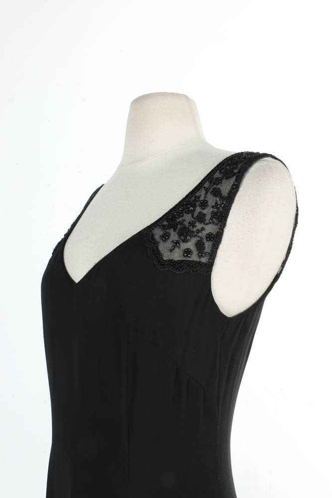 Escada Black Beaded Sleeveless Cocktail Dress