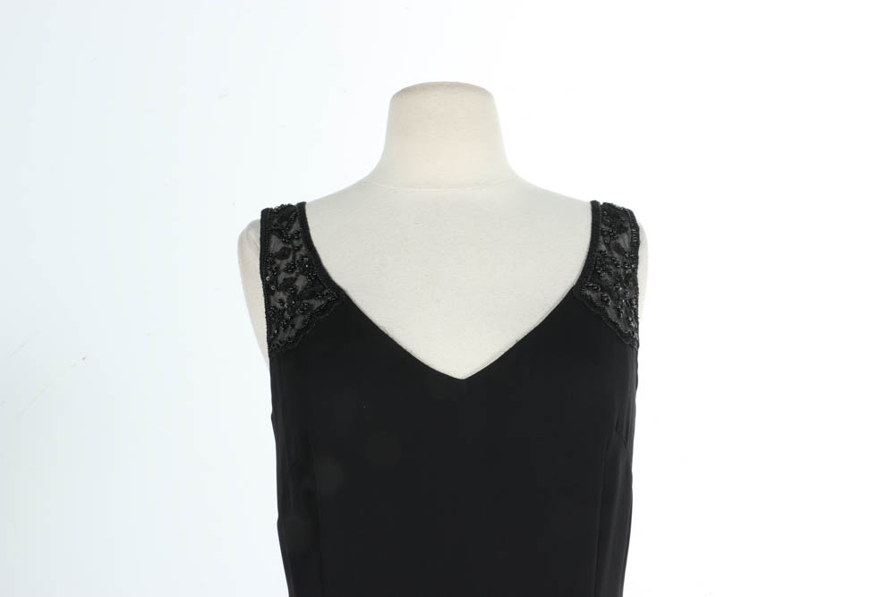 Escada Black Beaded Sleeveless Cocktail Dress
