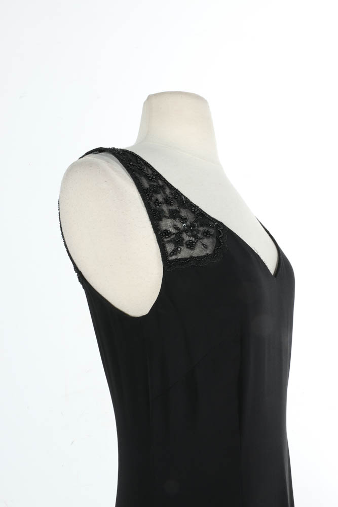 Escada Black Beaded Sleeveless Cocktail Dress