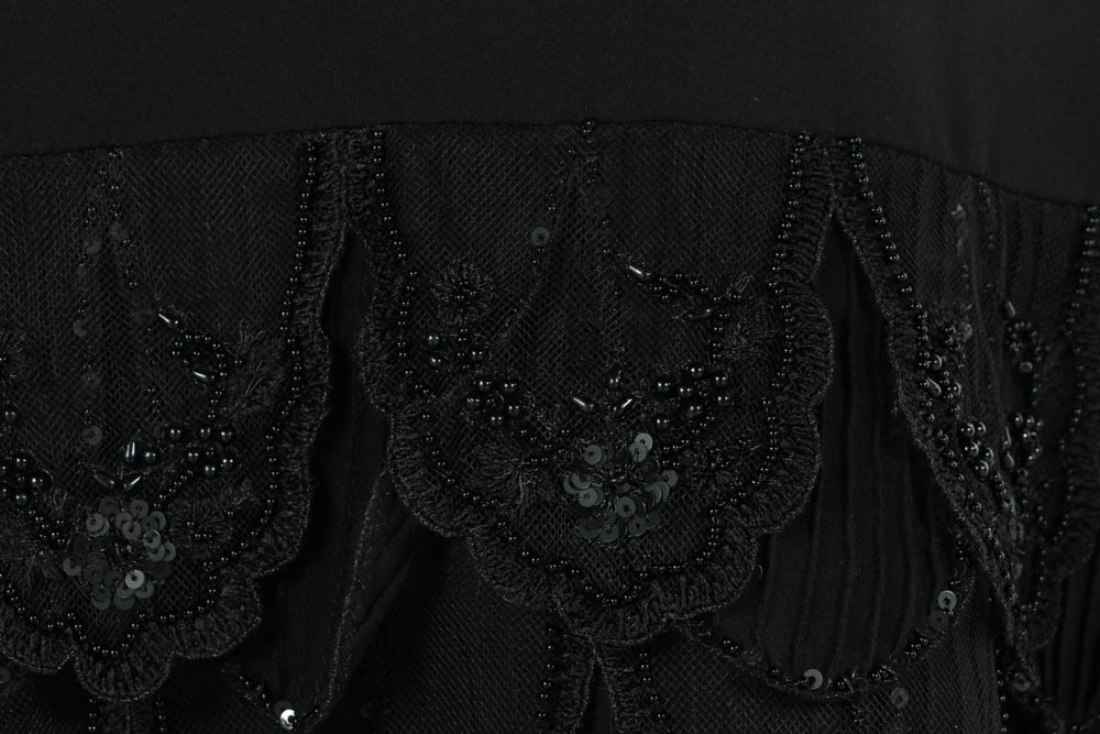 Escada Black Beaded Sleeveless Cocktail Dress