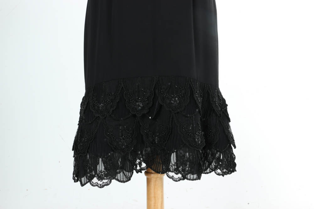 Escada Black Beaded Sleeveless Cocktail Dress