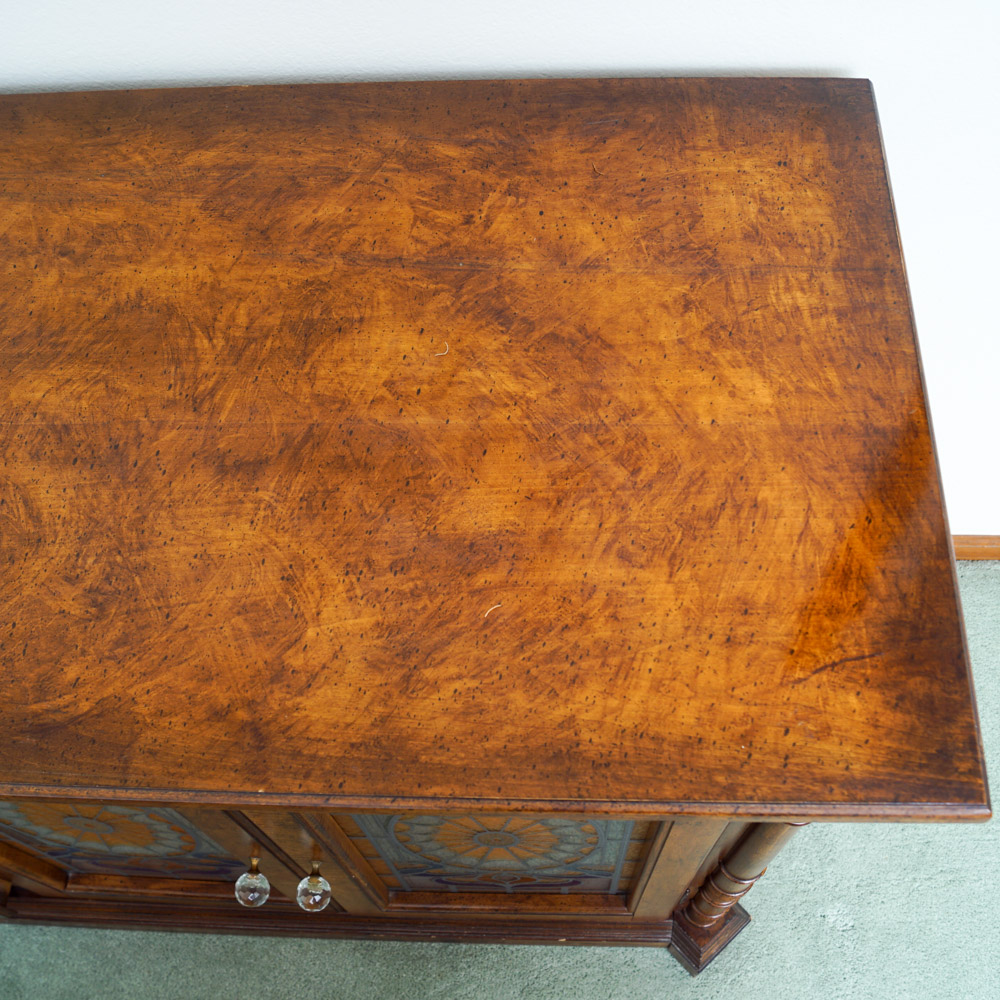 Apothecary-Style Wood Dresser with Faux Stained Glass Cabinet