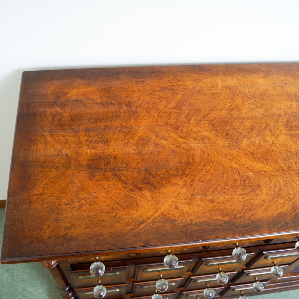 Apothecary-Style Wood Dresser with Faux Stained Glass Cabinet