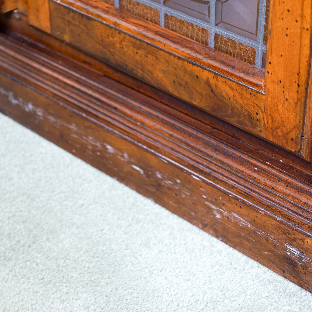 Apothecary-Style Wood Dresser with Faux Stained Glass Cabinet