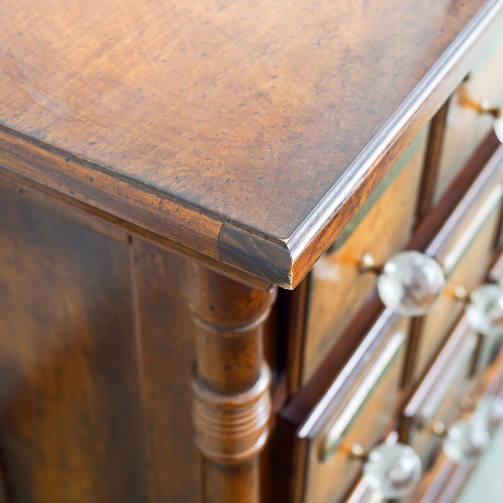 Apothecary-Style Wood Dresser with Faux Stained Glass Cabinet