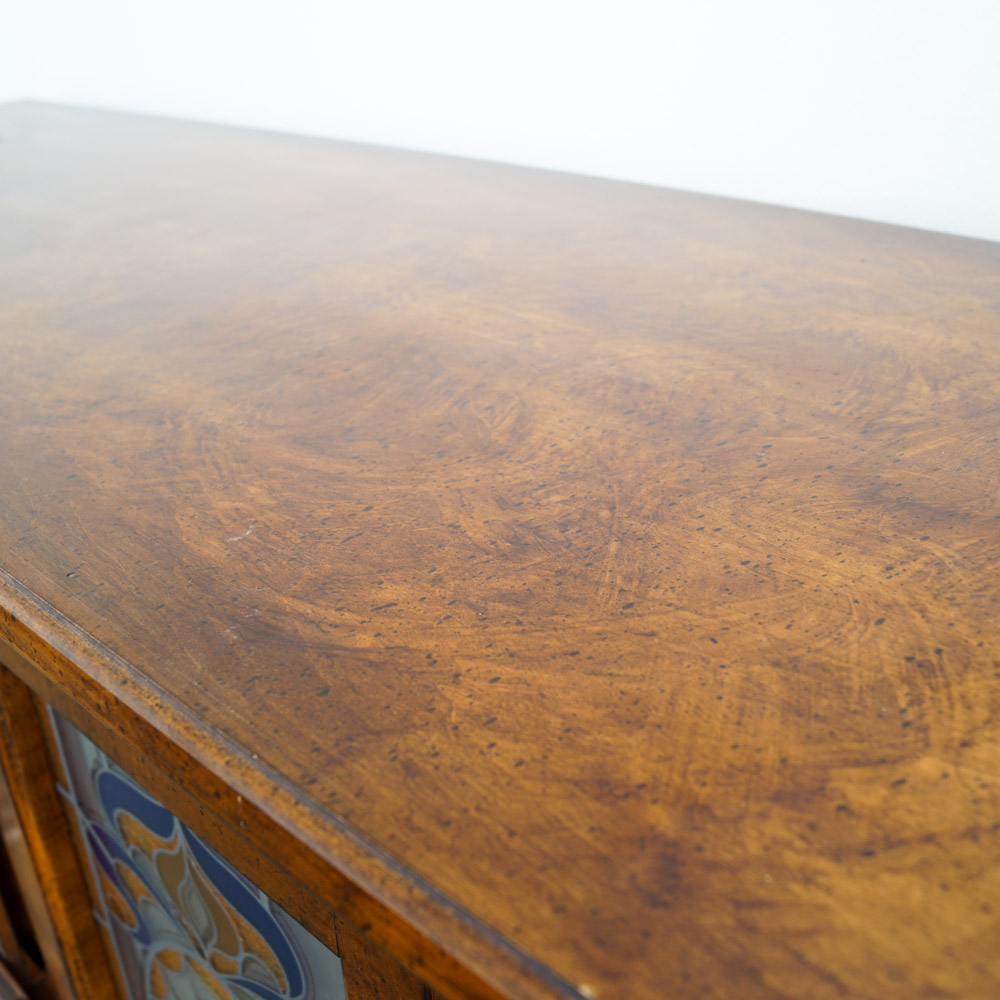 Apothecary-Style Wood Dresser with Faux Stained Glass Cabinet
