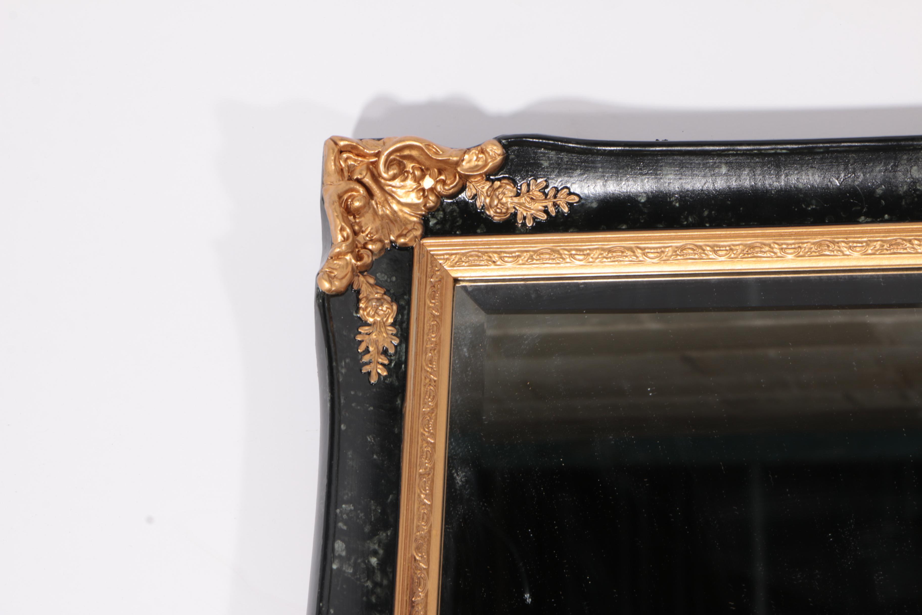 Gilt Accented Framed Beveled Wall Mirror