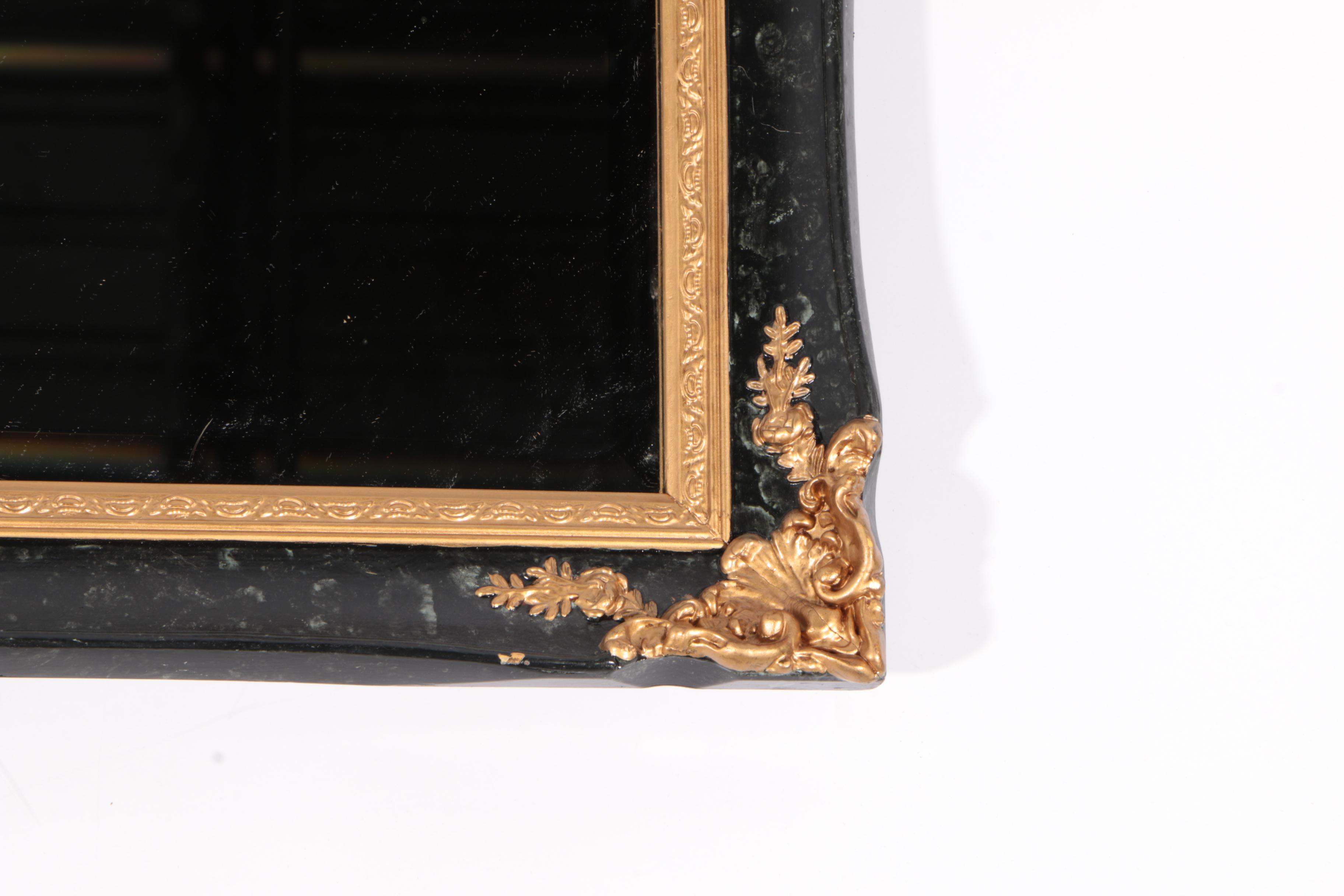 Gilt Accented Framed Beveled Wall Mirror