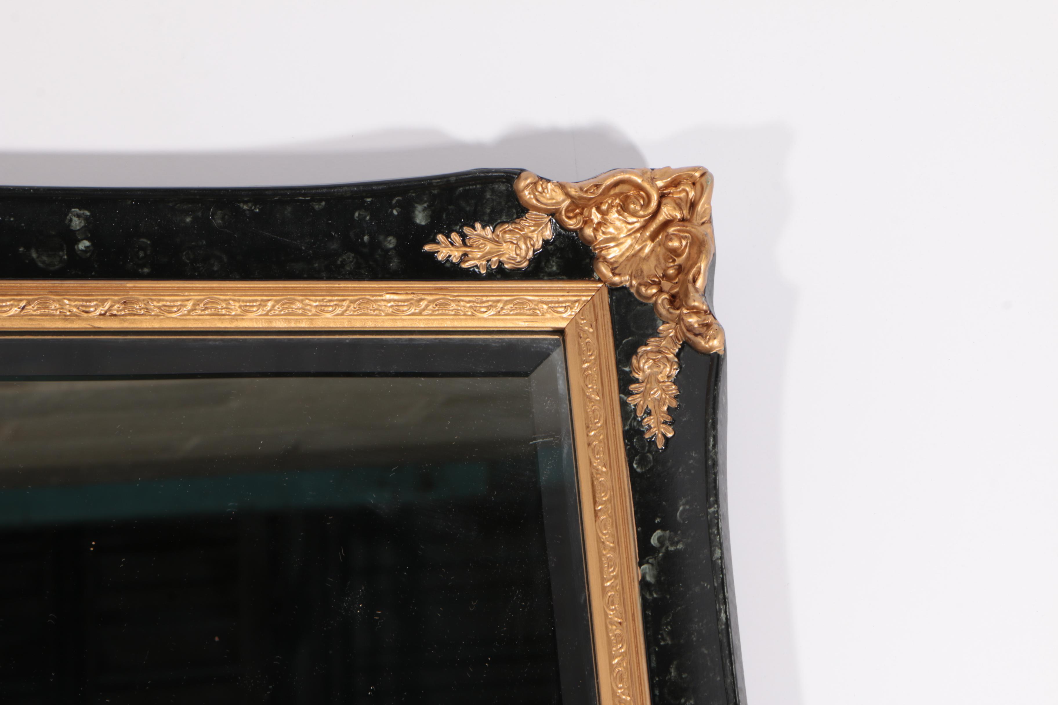 Gilt Accented Framed Beveled Wall Mirror