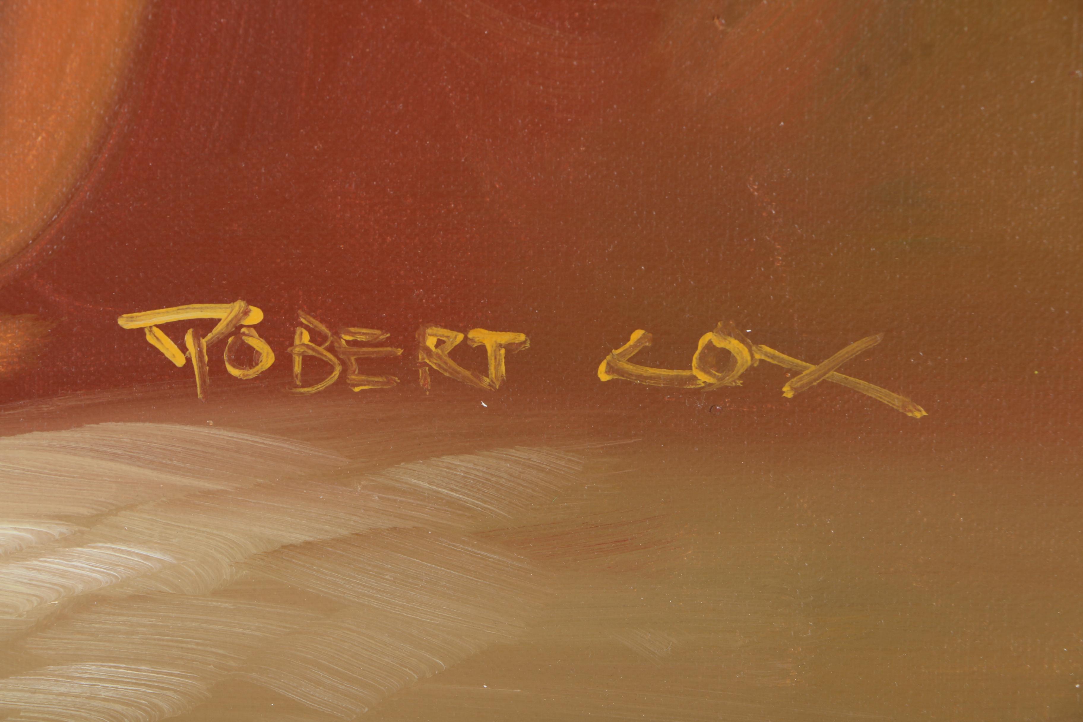 Robert Cox Oil  Painting on Canvas of White Garden Roses