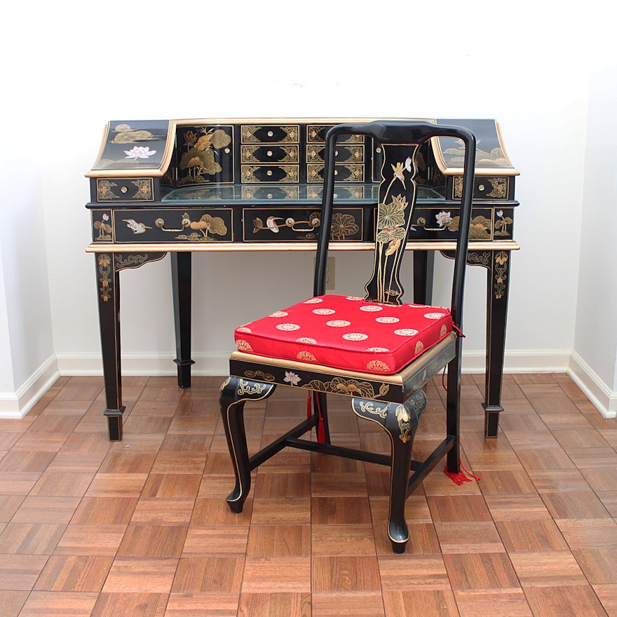 Chinoiserie Correspondence Desk and Chair