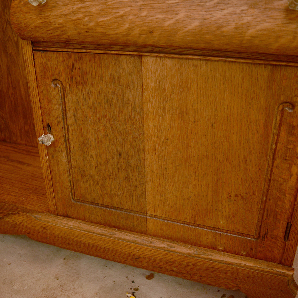 Dark Stained Oak Cabinet with Desk