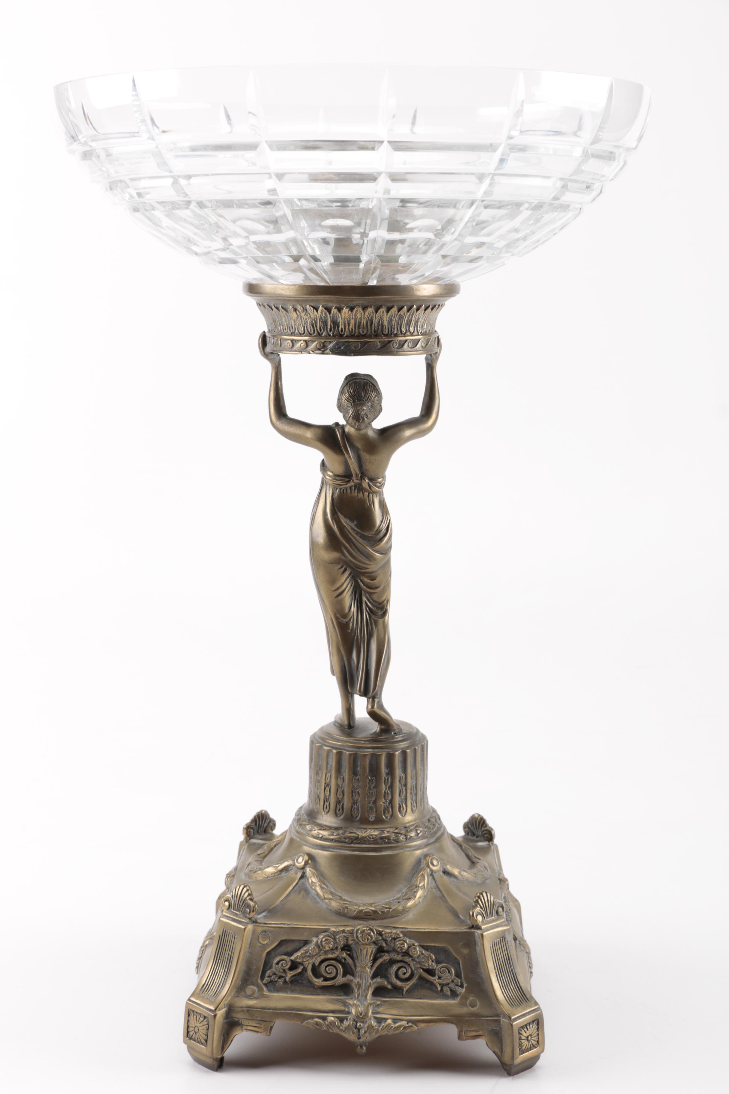 Brass and Glass Figural Bowl