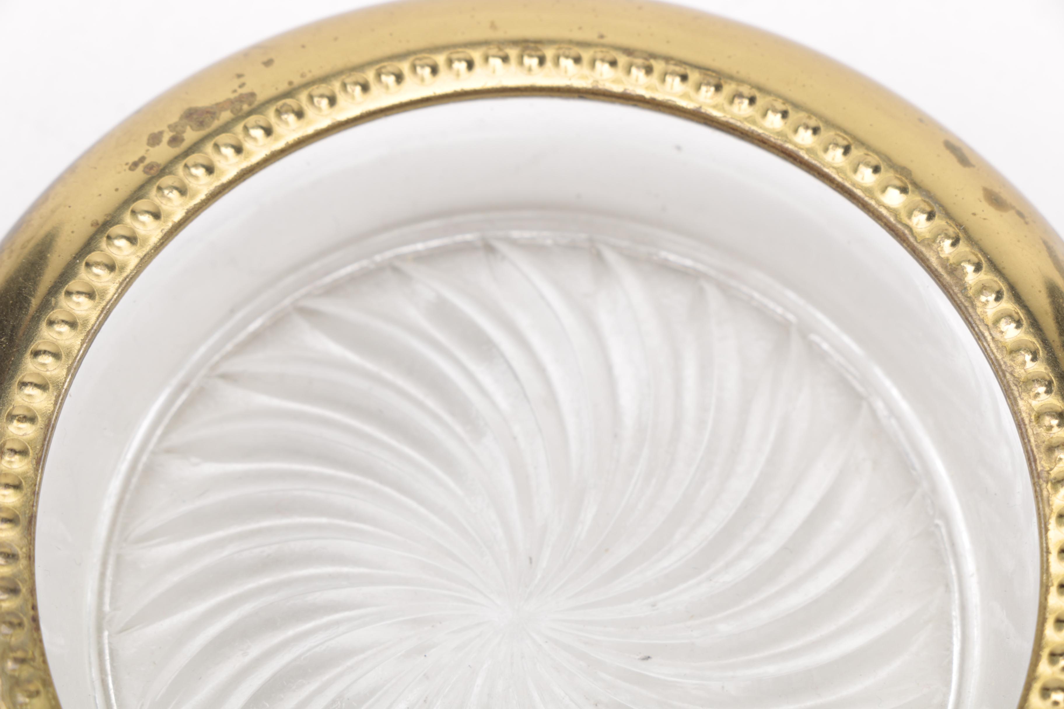 Set of Four Gold Tone Metal Accented Glass Coasters