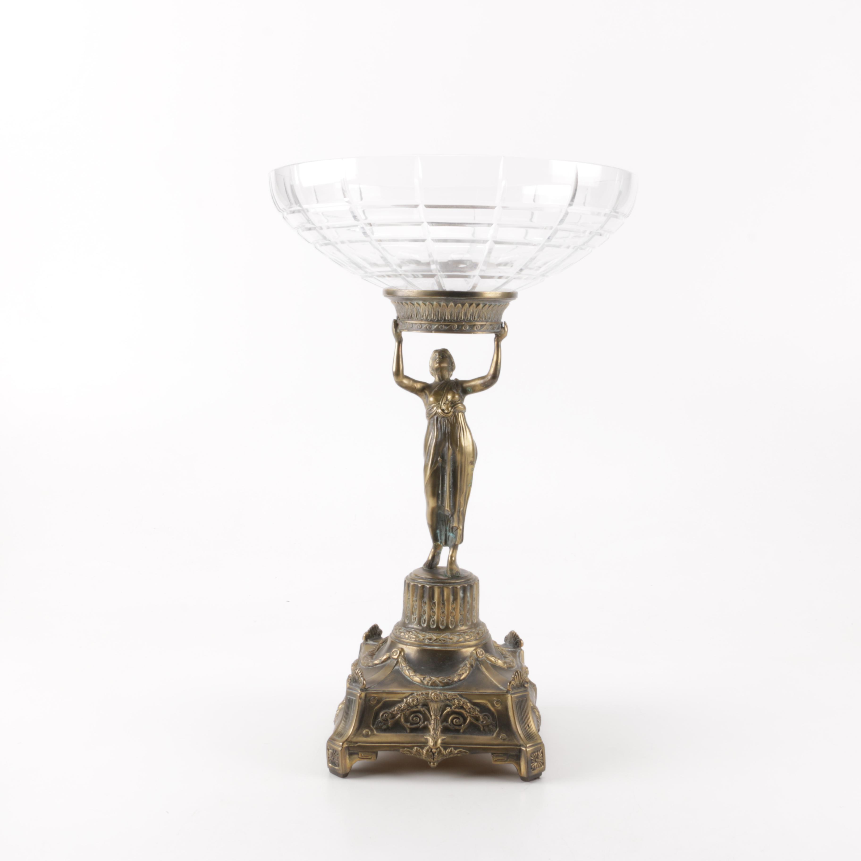 Brass and Glass Figural Bowl