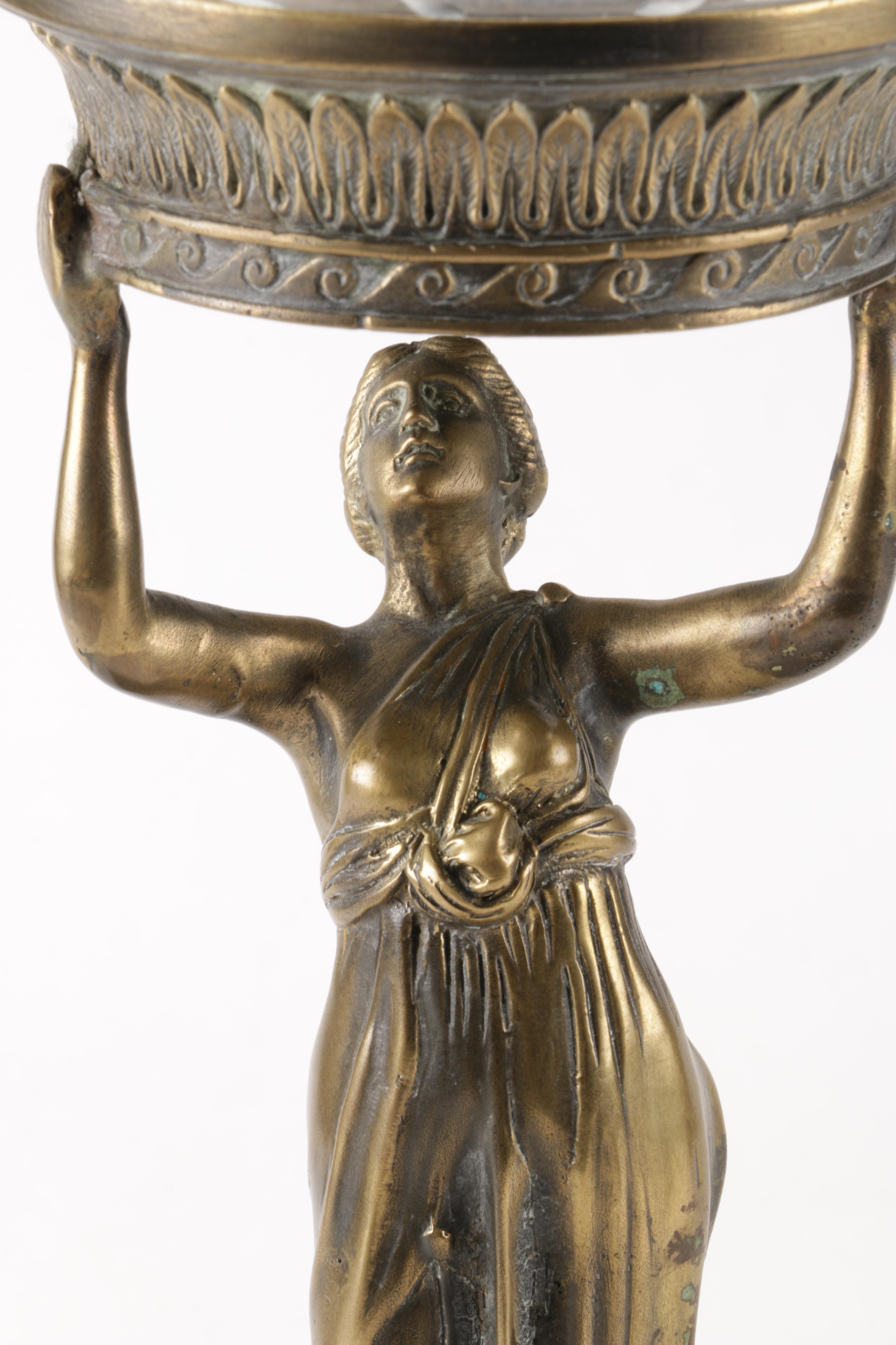 Brass and Glass Figural Bowl
