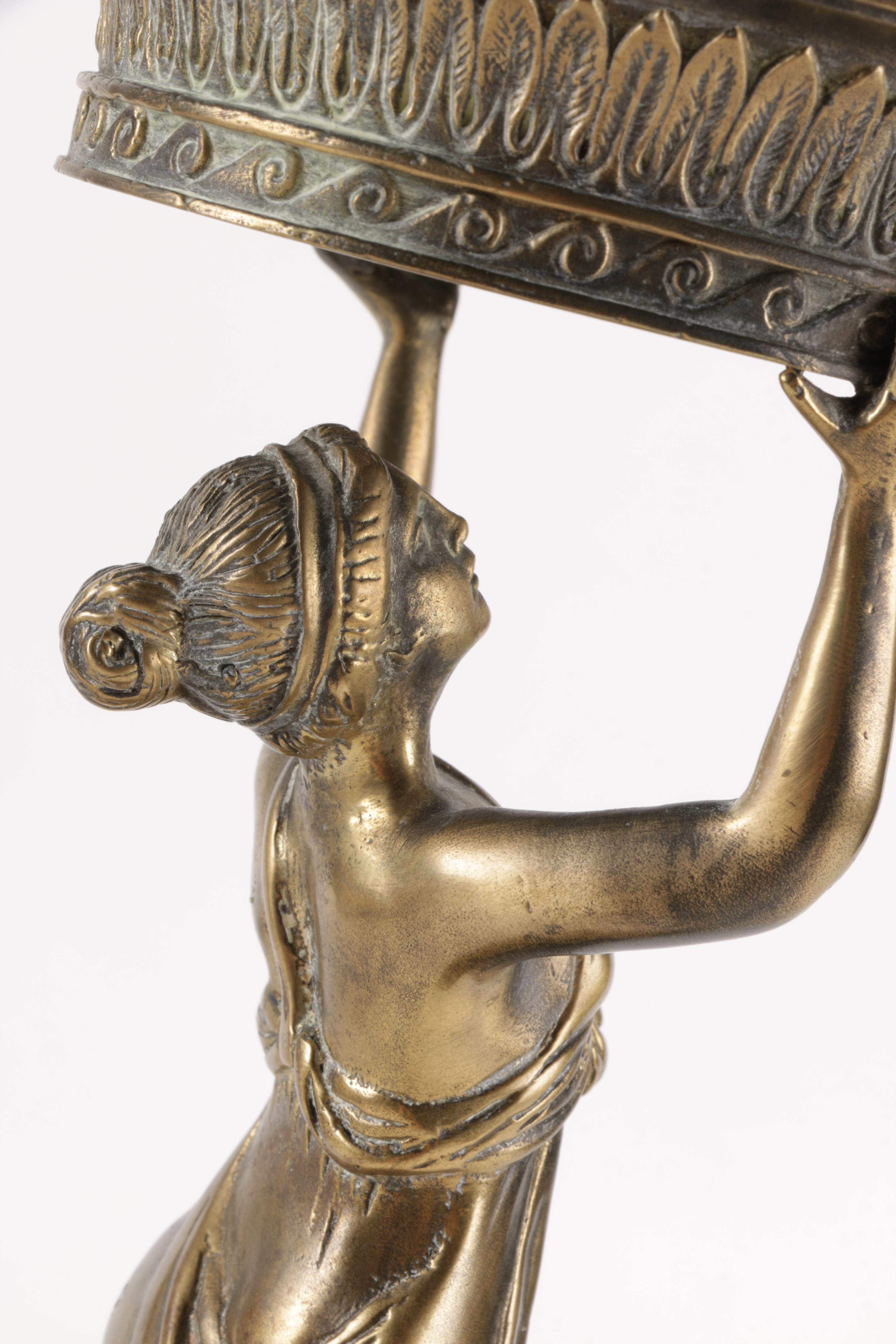 Brass and Glass Figural Bowl